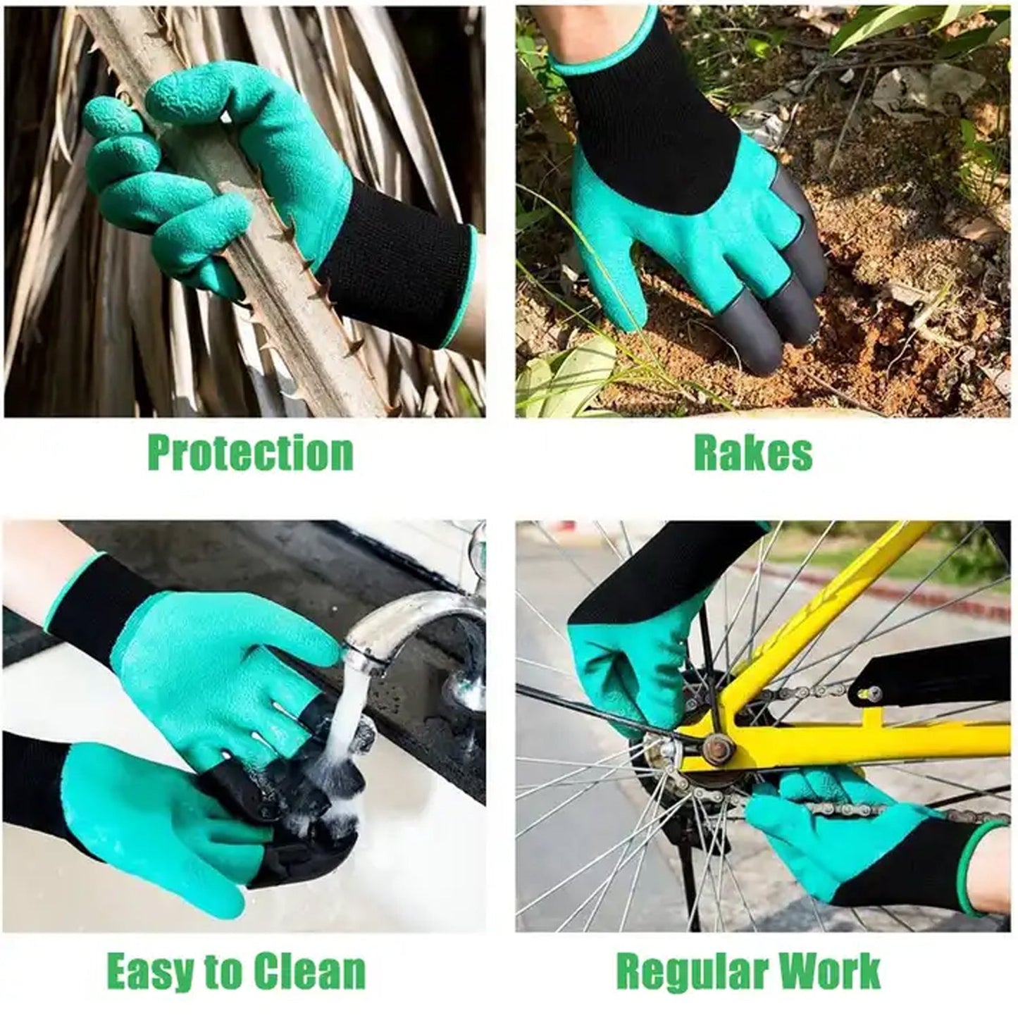 Heavy Duty Garden Gloves with Claws (Washable): 1 Pair (Mix Color)