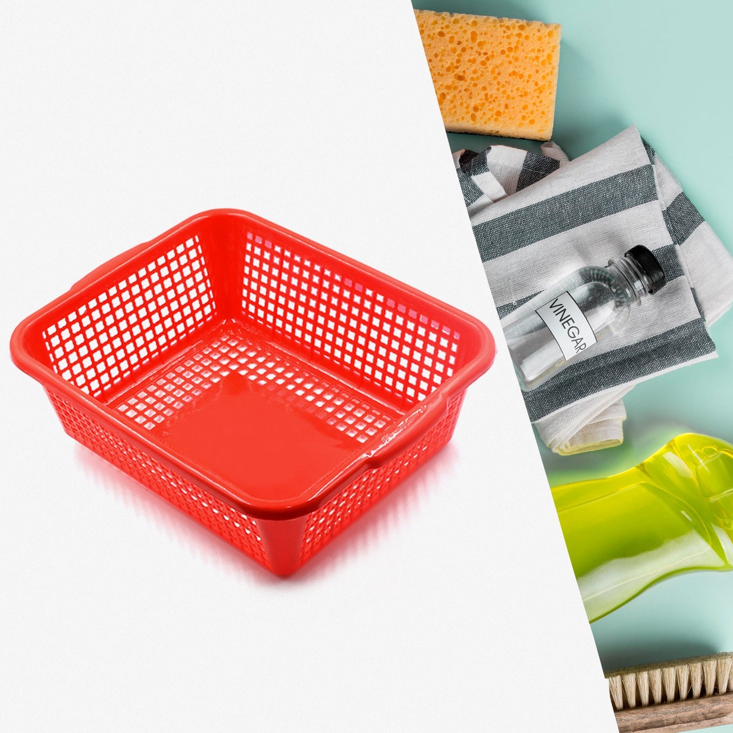 Multipurpose Drain Basket Shelves Fruit and Vegetable Washing Basket Rectangular Plastic Kitchen Sink Water Filter Basket (1Pc)