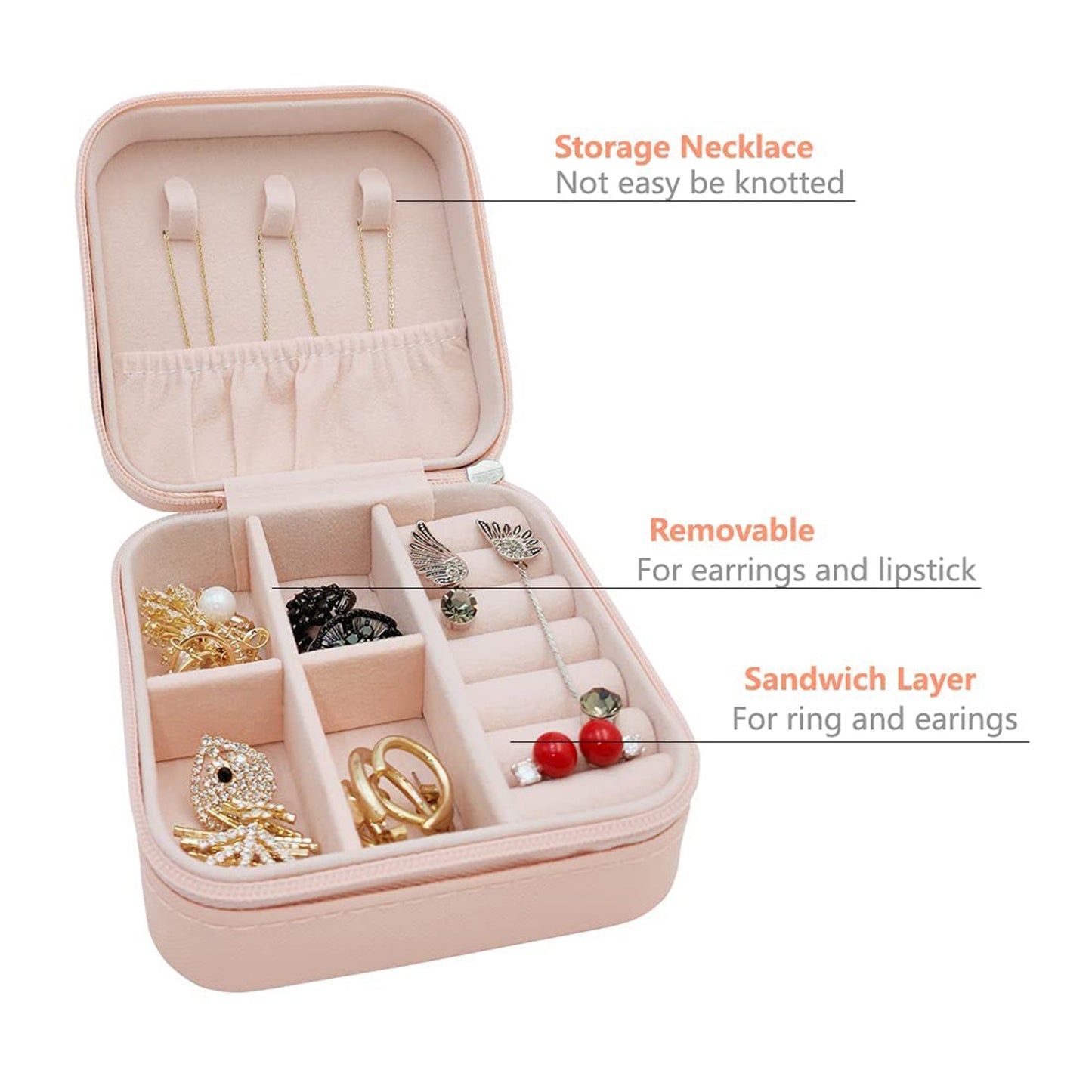 8782 Jewellery Box for Women, Mini Portable Jewelry Box Organiser,PU Leather Jewlerrying Display Holder, Small Travel Jewellery Box for Girls, Women, Mother, Daughte, Travel Ring, Pendant, Earring, Necklace Storage Case