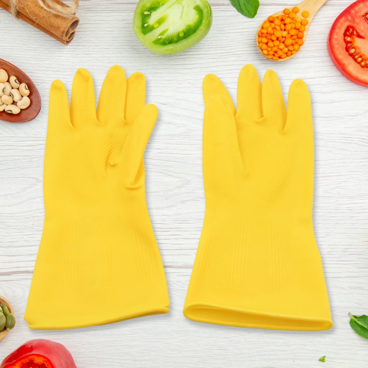 Multipurpose Rubber Cleaning Gloves: Reusable, Wet & Dry Use (1 Pair)