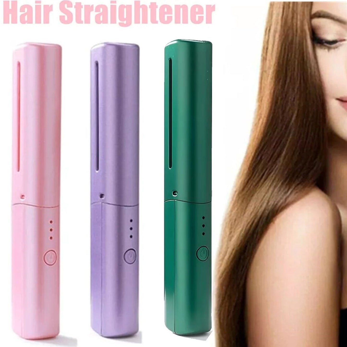 Rechargeable Mini Hair Straightener, Travel Portable USB Charging Cordless Hair Straightener Bursh,