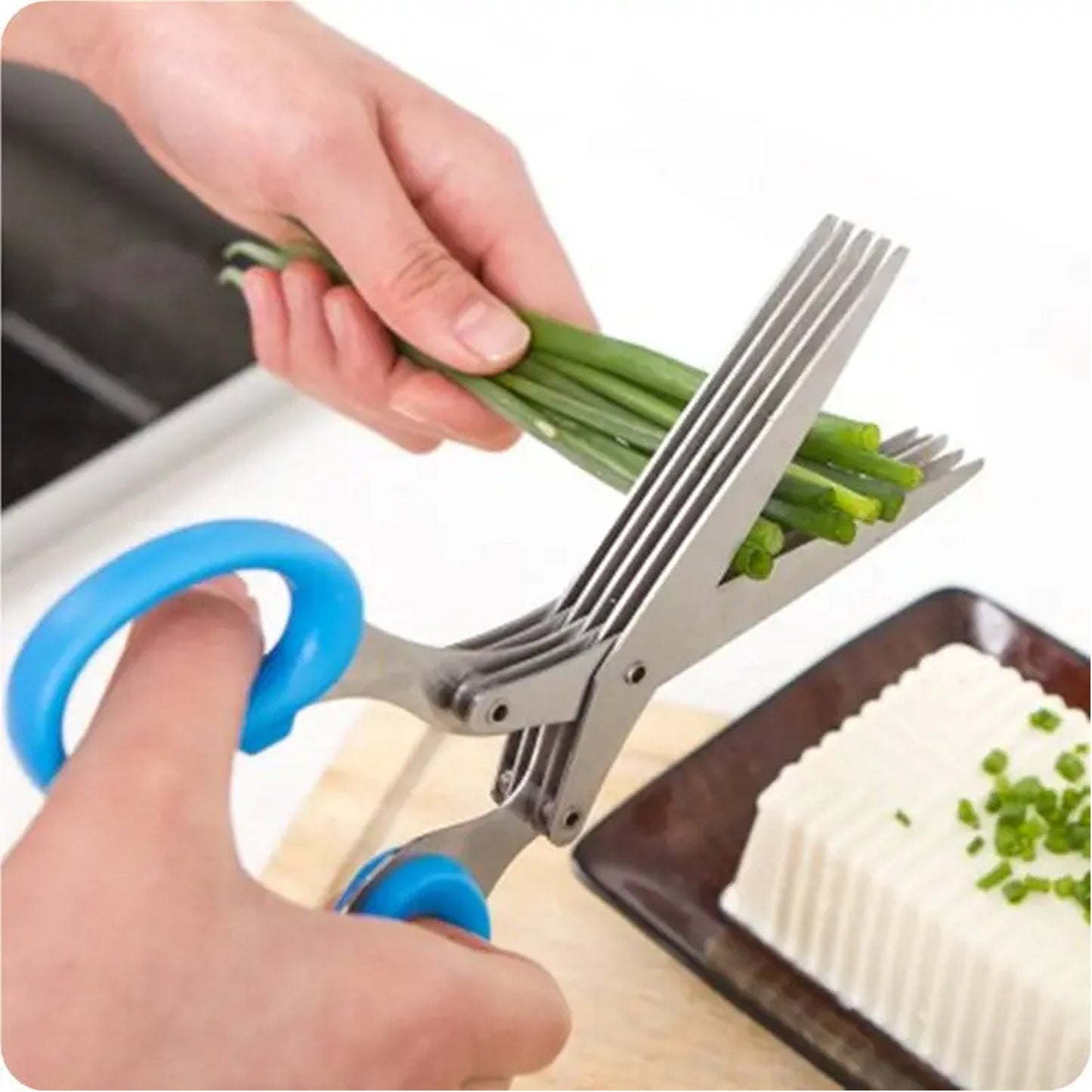 Multifunction Vegetable Stainless Steel Herbs Scissor with 3 Blades