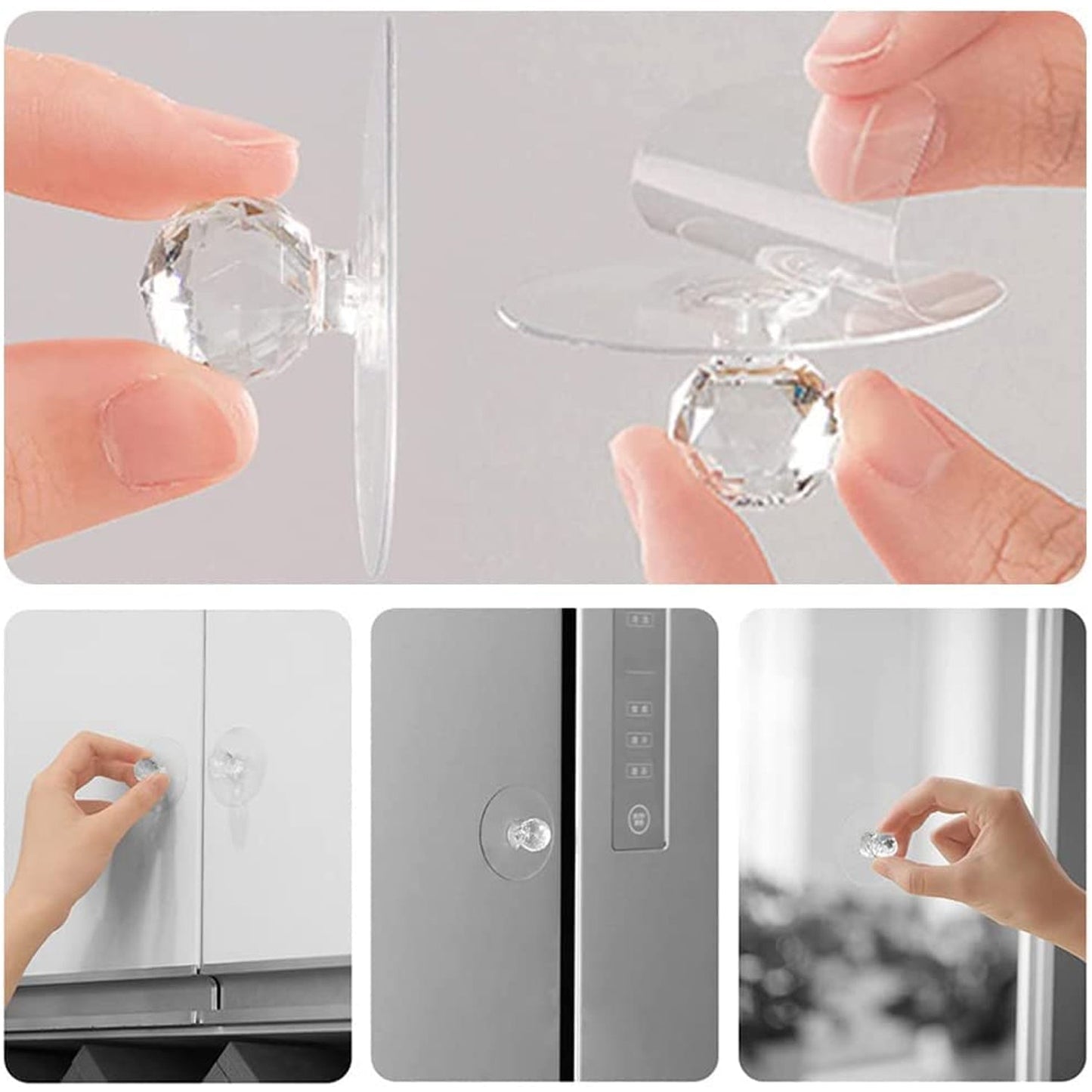 Clear Cabinet Drawer Knobs / Hook, Diamond Crystal Shaped Pulls Handles for Wardrobe, Kitchen, Cupboard, Bathroom Dresser, Furniture Door Window (1 Pc)