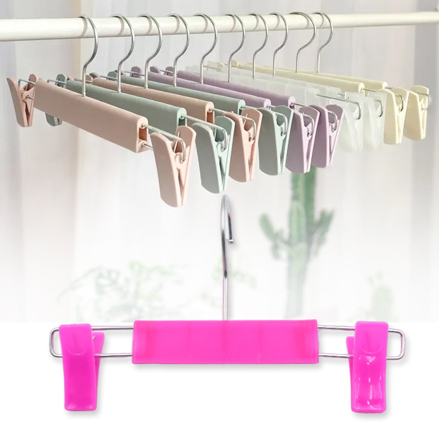 Hanger Double Clip Trouser Rack, Plastic Drying Rack, Trouser Clip Wardrobe Storage Stainless Steel Rotating Hook, Removable Clip (1 Pc)