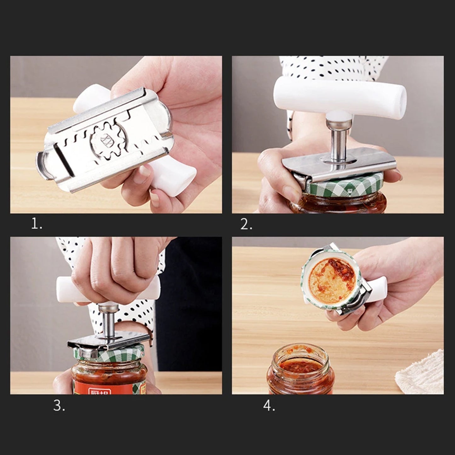 Adjustable Bottle Opener Labour-Saving Stainless Steel Jar Opener Arthritis Lid Opener Gripper Tool Spiral Can Sealing Lid Remover (1 Pc )