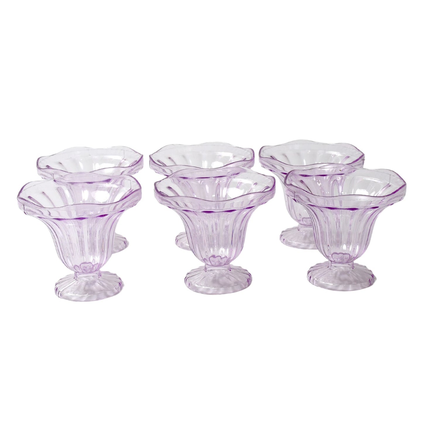 Crystal Plastic Ice-Cream Bowl, Home & Kitchen Serving Platter or Dessert Cup for Sundae, Sweets, Snacks, Fruit, Pudding, Nuts or Dip, Serving Bowls (Crystal Cups, Set of 6)