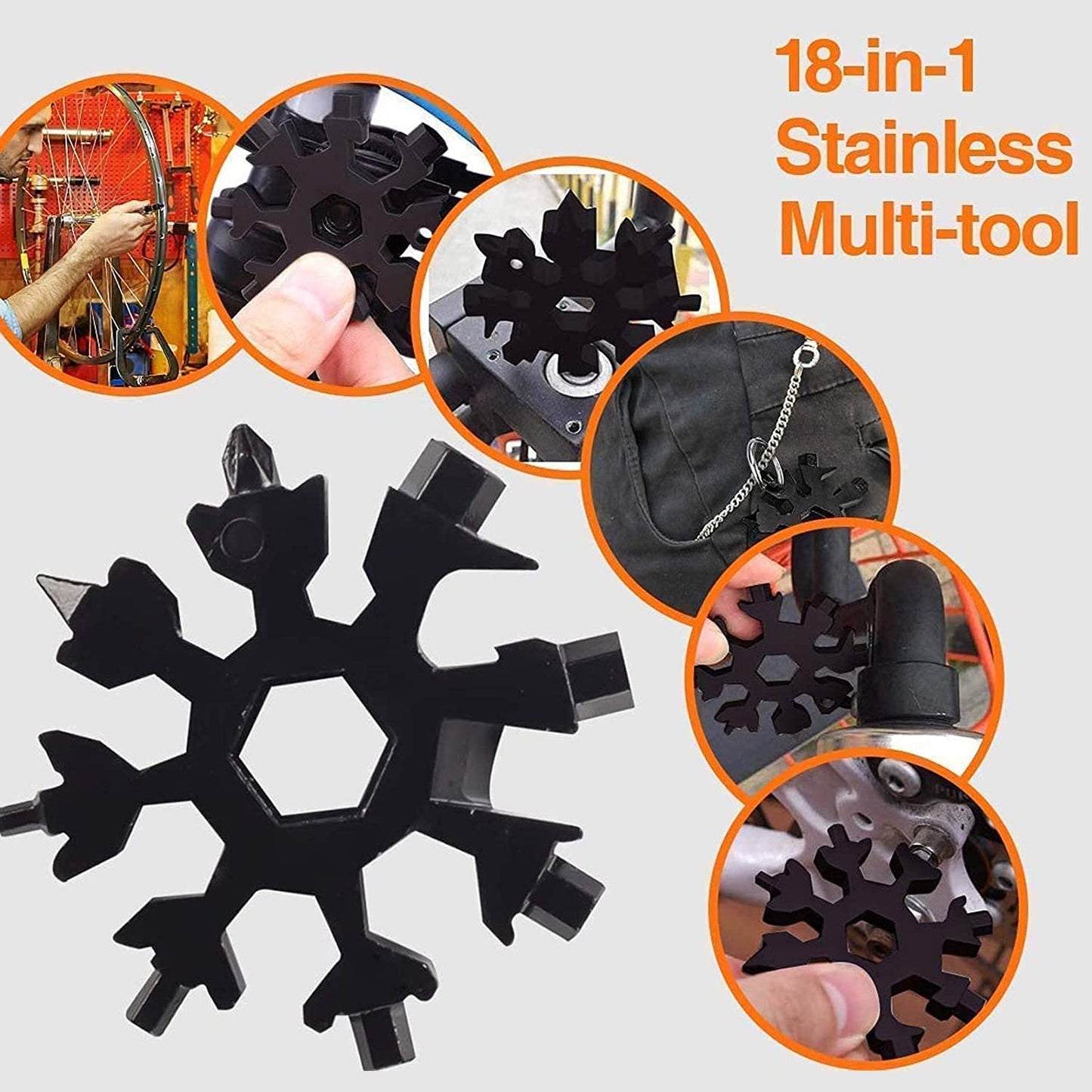 Durable & Portable 18 in 1 Snowflake Multi-Tool, Snowflake Bottle Opener Flat Phillips Screwdriver Kit Wrench