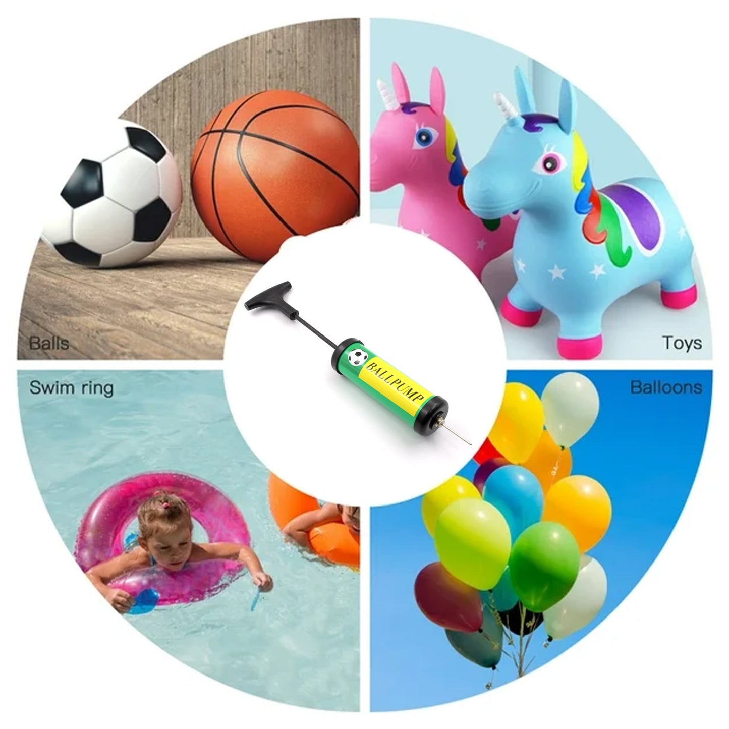 9333 Inflator Air Ball Pump Soft Bouncing Ball Development Kids Toy, Sports Plastic Pump for Soccer, Basketball, Football, Volleyball Ball (17 Cm)