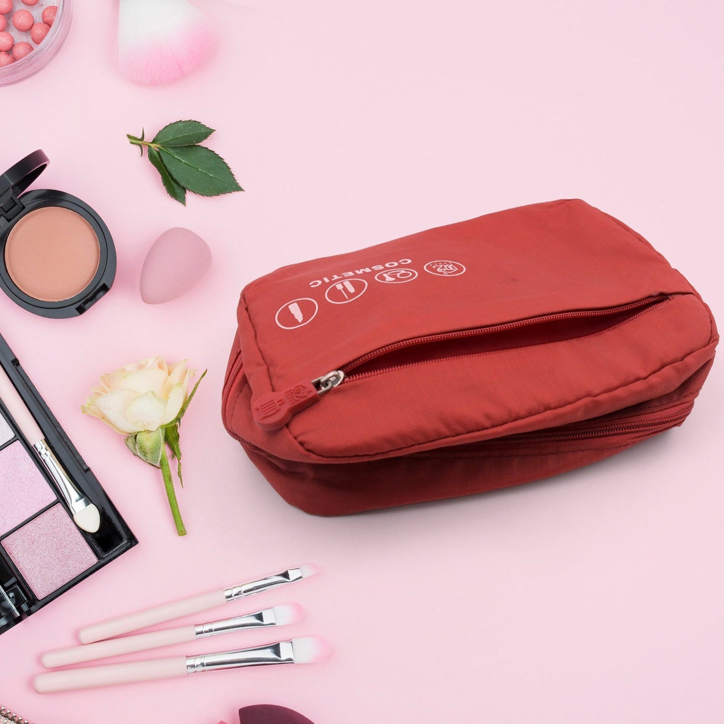 Travel Wash Bag Multi-Functional Waterproof Cosmetic Storage Bag Handheld Foldable Hook Cosmetic Bag with Zipper Closure Handbag Portable Classification Bags(1 Pc Mix Design)