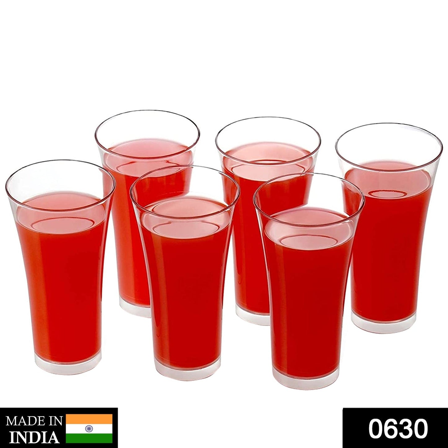 0630 Stylish look Plastic Juicy Glass, Transparent Glasses Set 300ml (6pcs) 