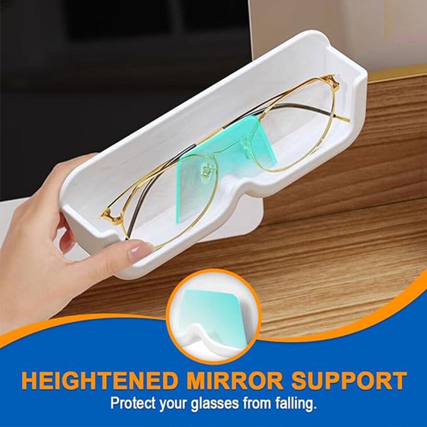 Wall Mount Sunglass Organizer Simple Space Saving Glasses Storage Box Eyewear Stand Holder for Showcase Bedroom Apartment With 2 pc Double Sided Adhesive Sticker (2 Pcs Set)