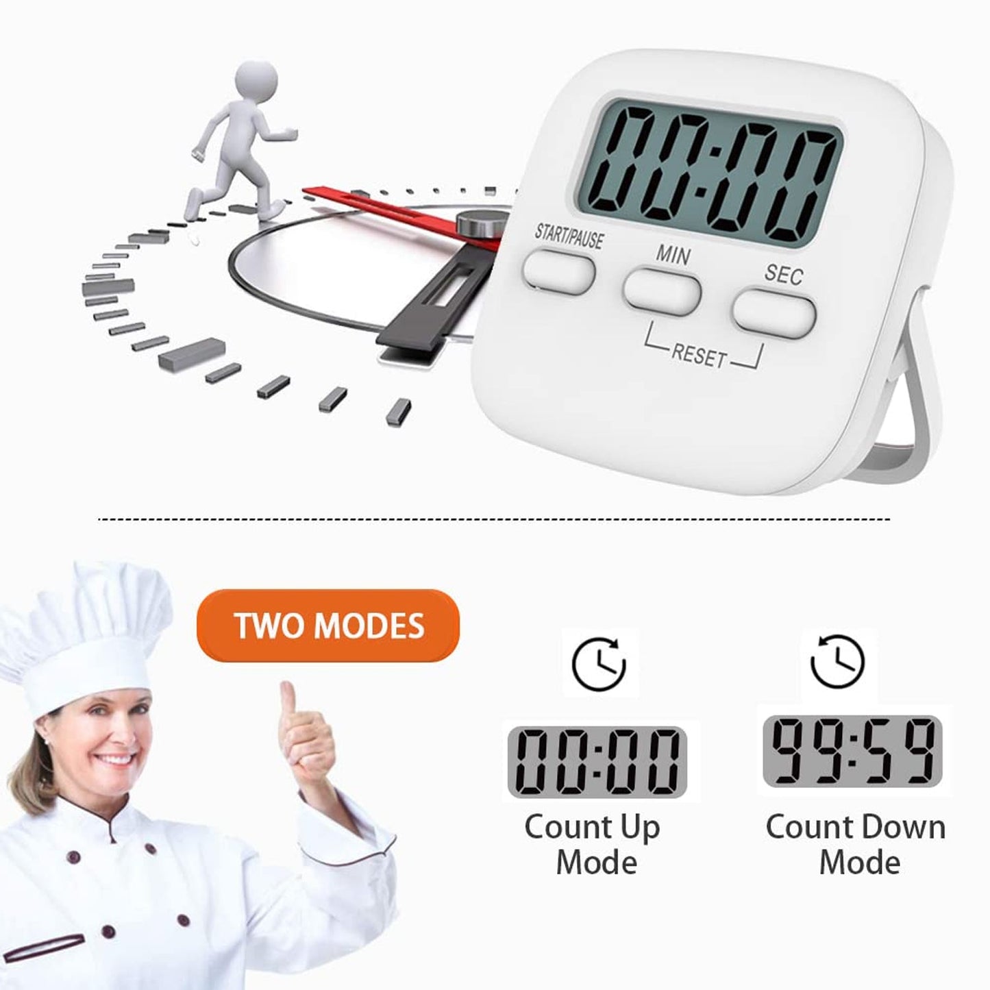 Digital Kitchen Timer with Alarm | Stop Watch Timer for Kitchen | Kitchen Timer with Magnetic Stand |Timer Clock for Study