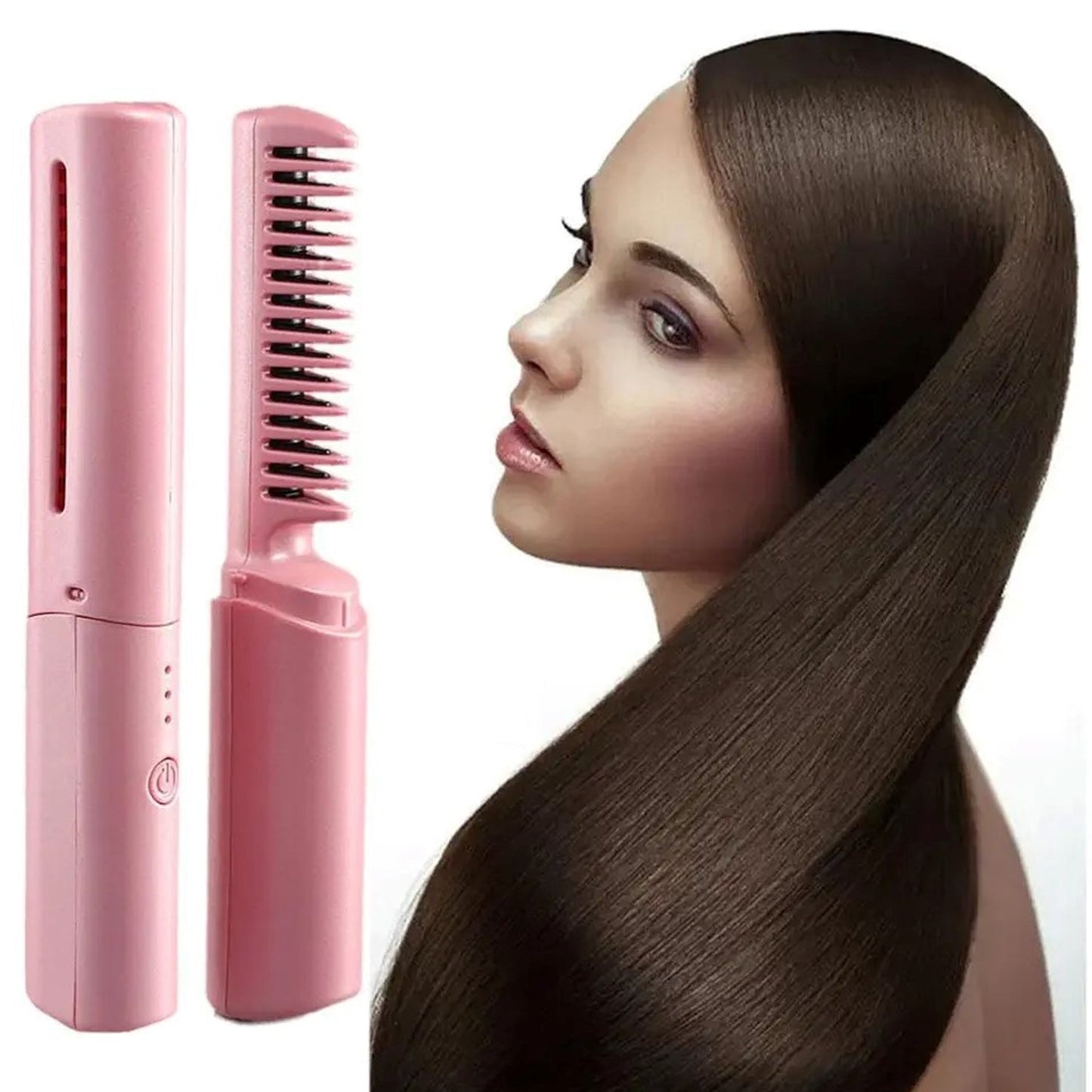 Rechargeable Mini Hair Straightener, Travel Portable USB Charging Cordless Hair Straightener Bursh,