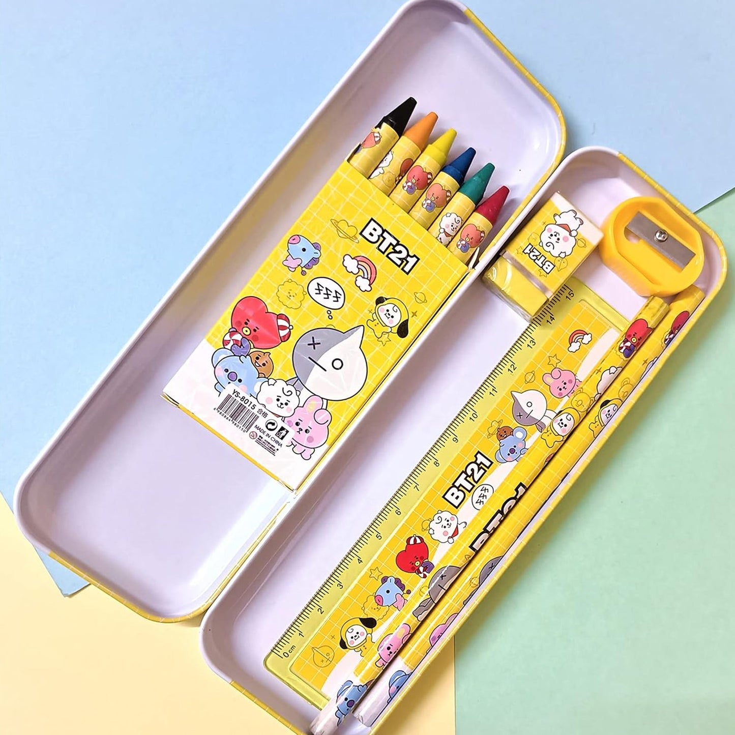 Stationery Kit for Kids - Stationery Set, Includes Metal Pencil Box, Sharpener, Pencil and Eraser Set, School Supply Set, Birthday Return Gift for Kids, Boys, Girls (12 pc Set)