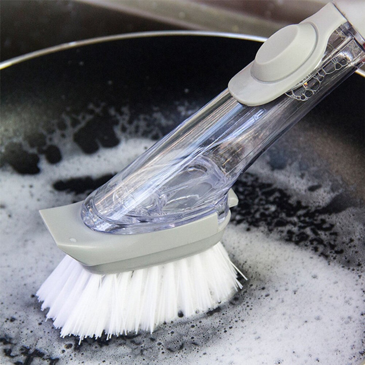 1271A 2-in-1 Dishwashing Brush, Long Handle Wash Pot Brush Washing Dish 