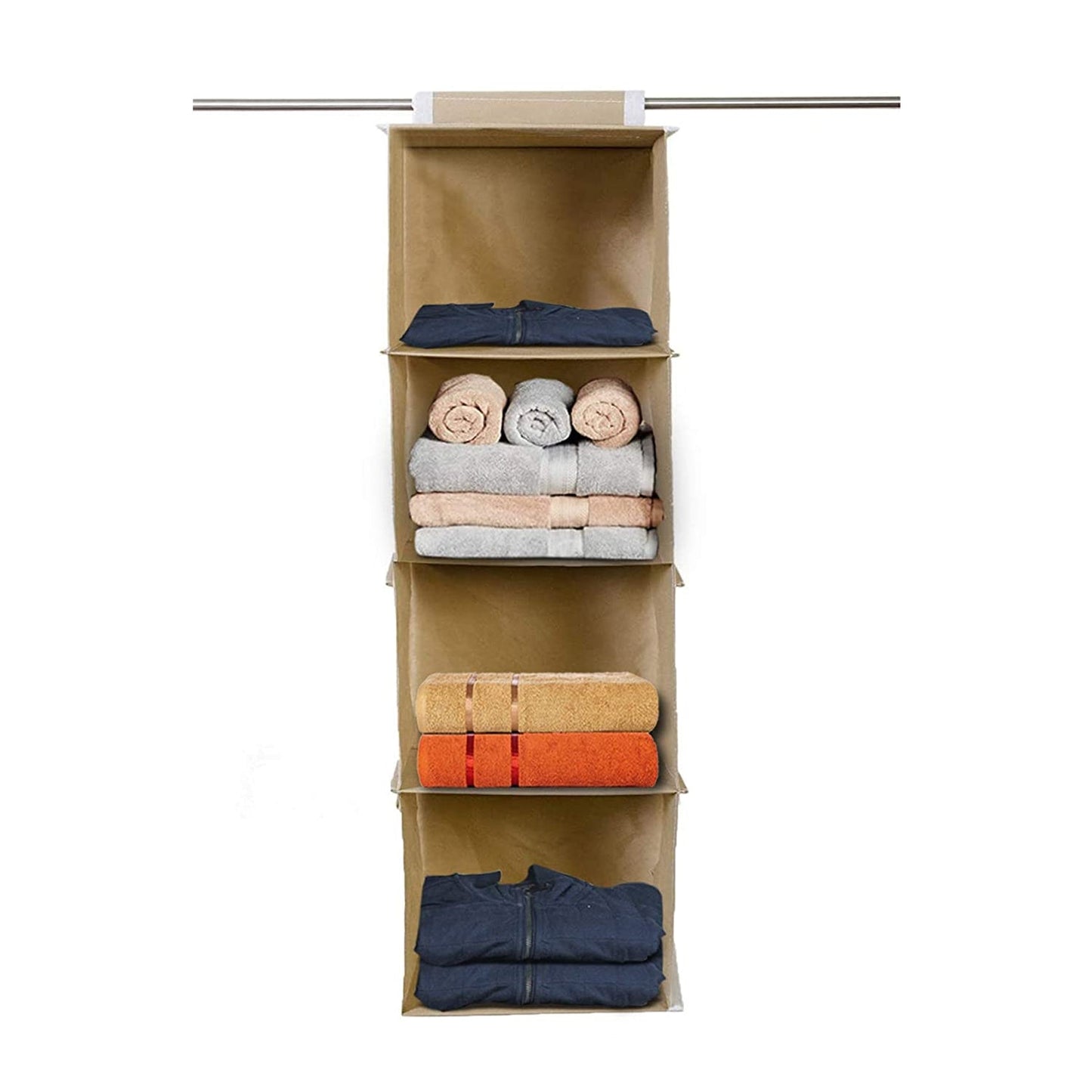 6743 Fabric Hanging 4-Shelf Closet Cloth Organizer 