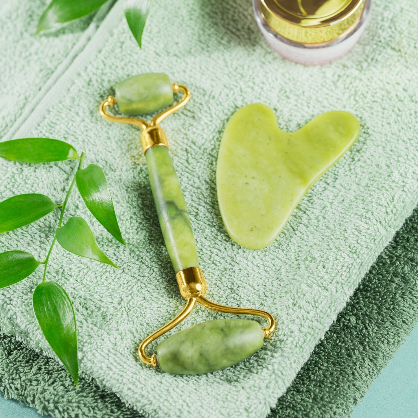 0318 Gua Sha Stone and Anti Aging Jade Roller Massager for Face Massage Natural Face Skincare Massager & Face Roller Massager for Women | Face Shaper Jade Roller and Gua Sha Set for Glowing Skin - Jaatara0318 Gua Sha Stone and Anti Aging Jade Roller Massager for Face Massage Natural Face Skincare Massager & Face Roller Massager for Women | Face Shaper Jade Roller and Gua Sha Set for Glowing SkinJaataraJaataraJaatara