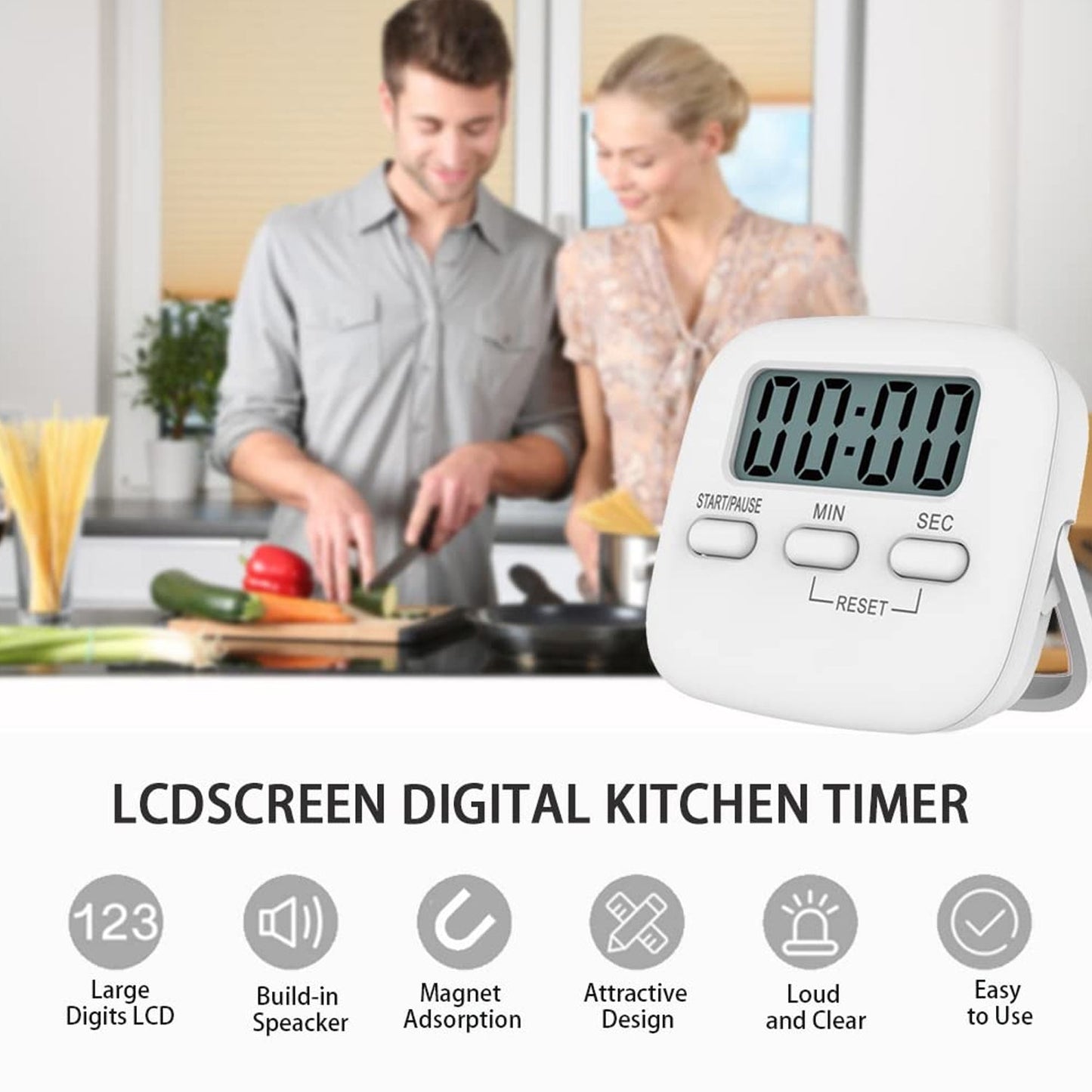 Digital Kitchen Timer with Alarm | Stop Watch Timer for Kitchen | Kitchen Timer with Magnetic Stand |Timer Clock for Study