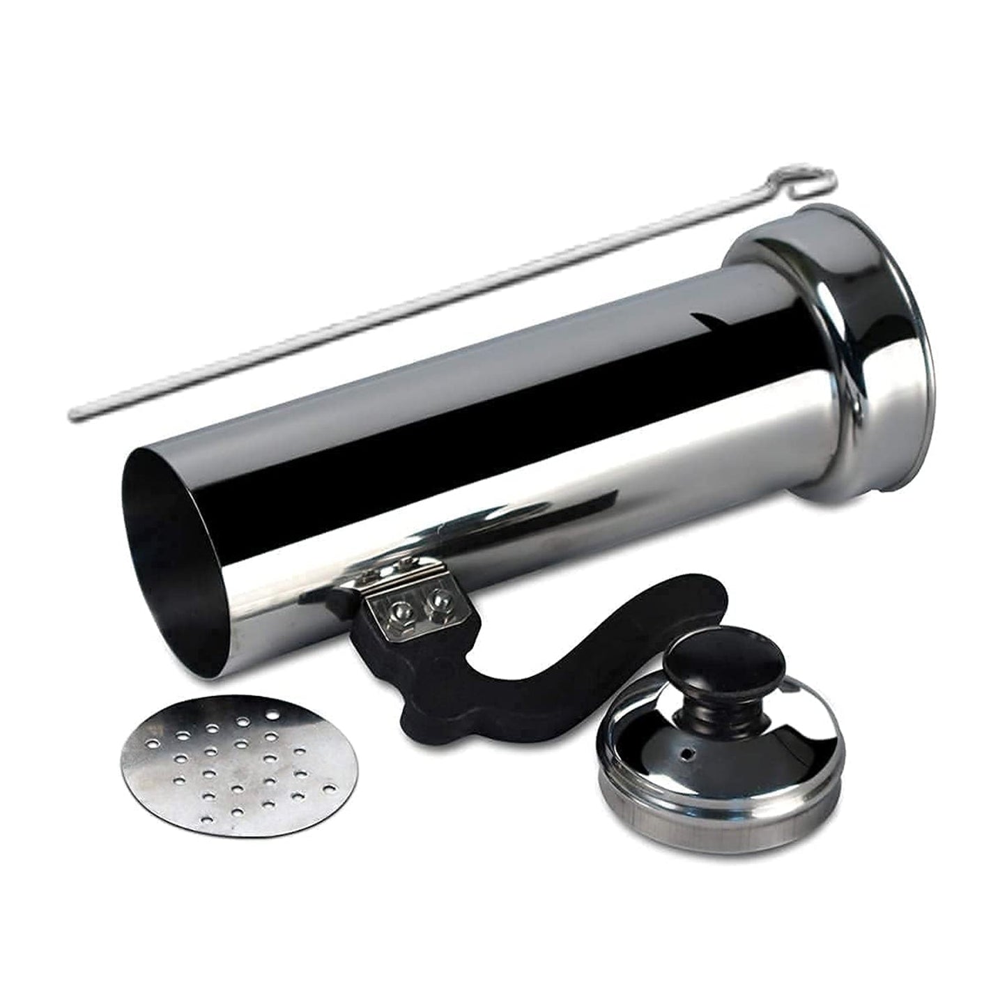 5311 Puttu Maker with Steamer Plate, Metal Stick, Black Plastic Handle, Silver Lid,  Puttu Maker Set  To Use with Pressure Cooker Top, Food Grade Stainless Steel 