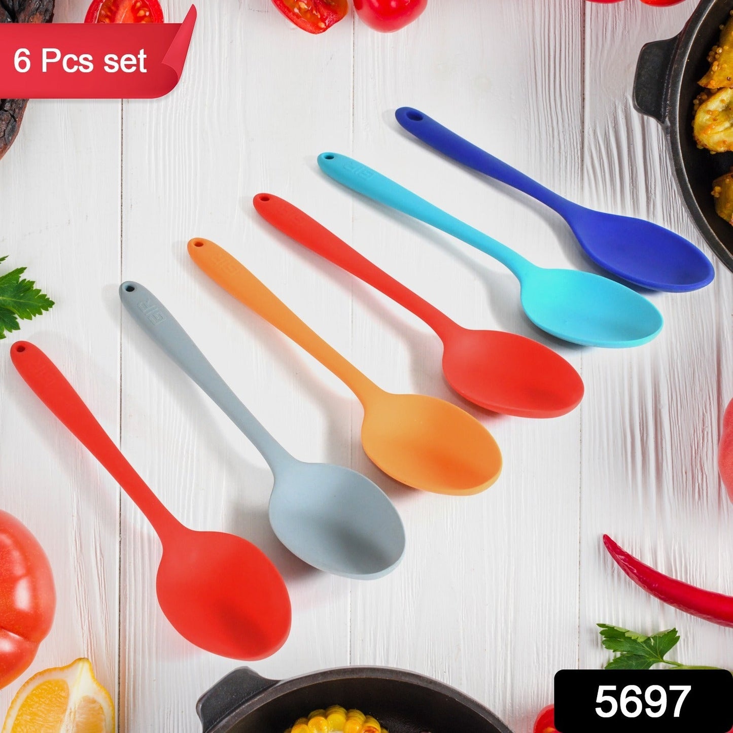 MULTIPURPOSE SILICONE SPOON, SILICONE BASTING SPOON NON-STICK KITCHEN UTENSILS HOUSEHOLD GADGETS HEAT-RESISTANT NON STICK SPOONS KITCHEN COOKWARE ITEMS FOR COOKING AND BAKING (6 Pc Set)