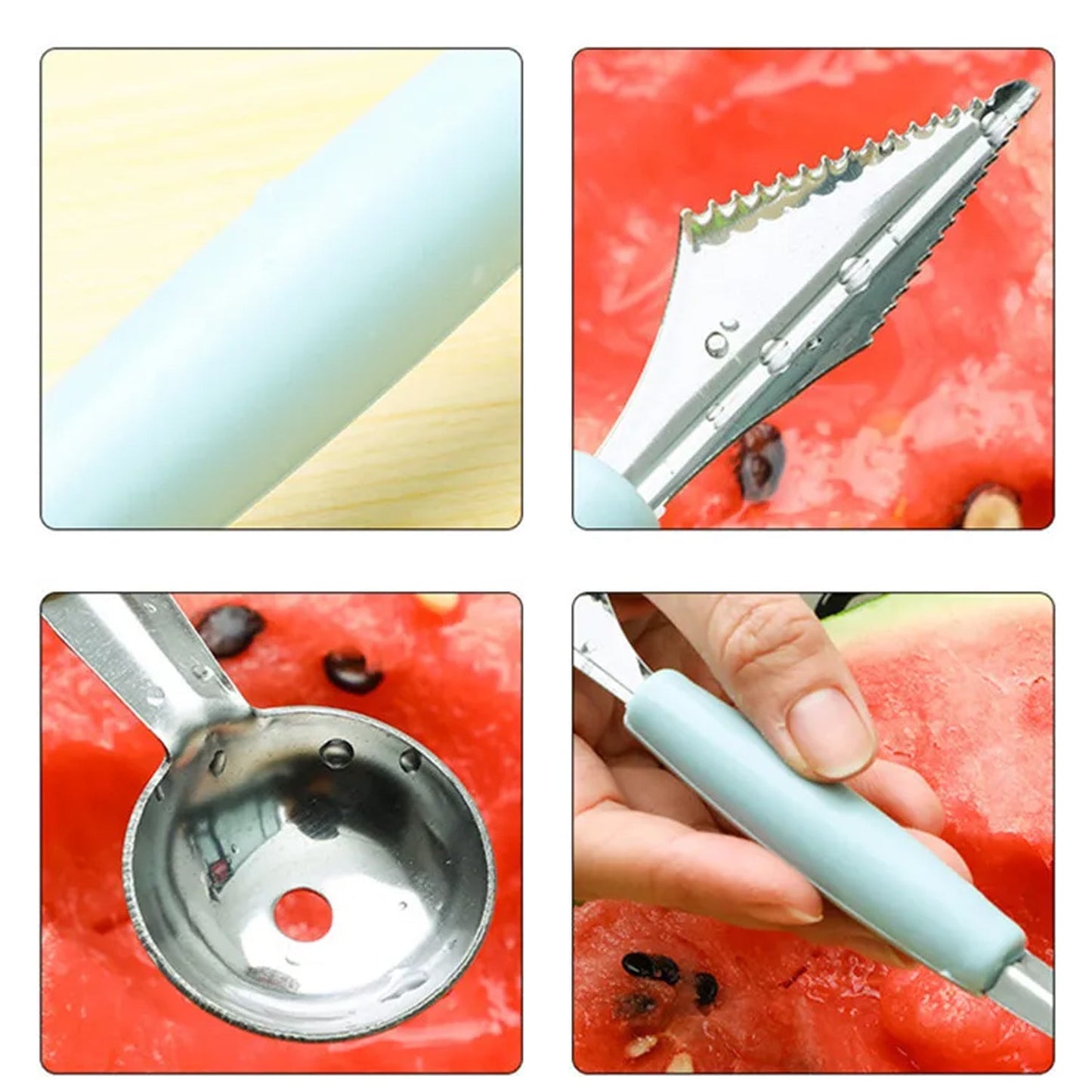 7031 Multifunctional Stainless Steel Fruit, Vegetable Pattern Carving Knife Peeler Corer Spherical Dig Ball Scoop, Garnishing Dig Ball Spoon Kit. 