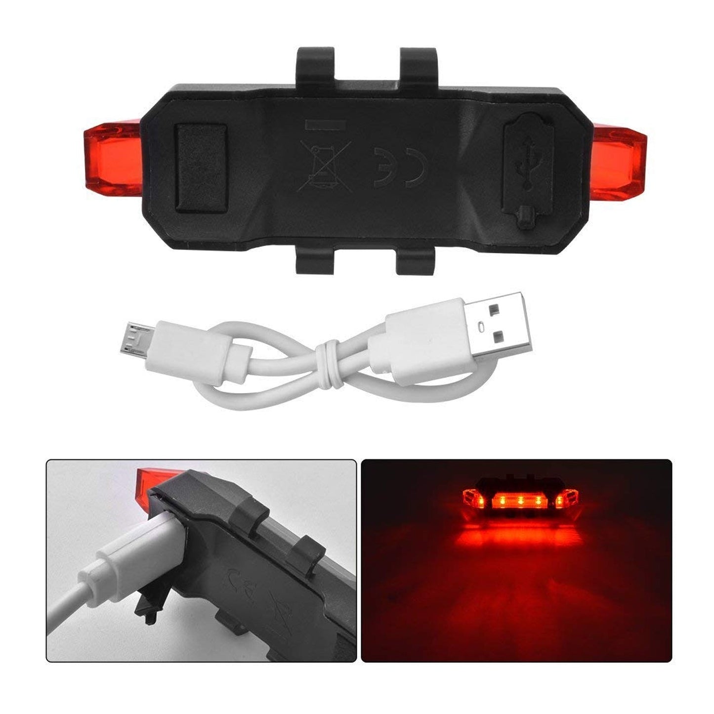 LED Bike Lights Set, USB Rechargeable Bicycle Front and Back Bike Light, Different Modes IPX6 Waterproof Headlight & Rear Light, for Safe Cycling Hiking Road Mountain Commuter Fits All Bicycles