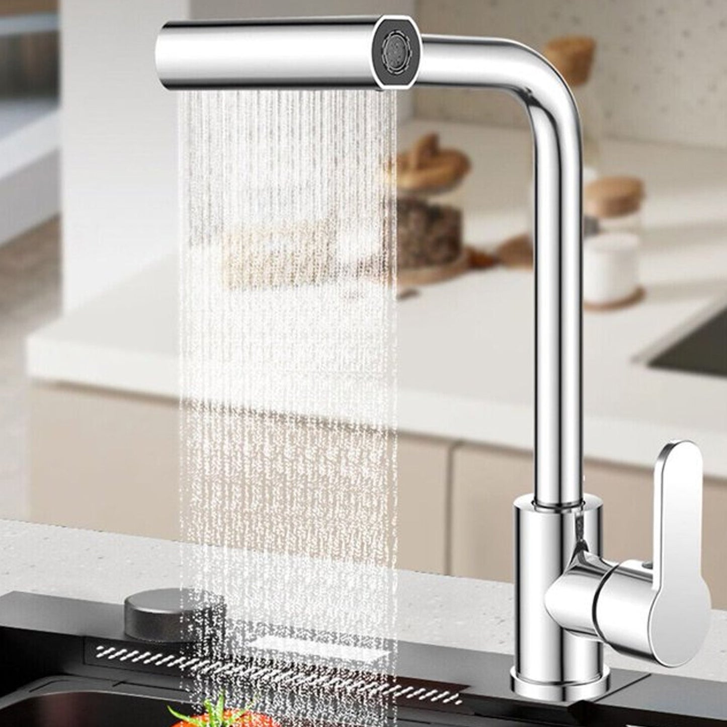 Multifunction Shower Waterfall Kitchen Faucet, 360° Rotation Waterfall Kitchen Faucet, Touch Kitchen Faucet, Faucet Extender for Kitchen Sink, Swivel Waterfall Kitchen Faucet for Washing Vegetable Fruit (4 In 1 )