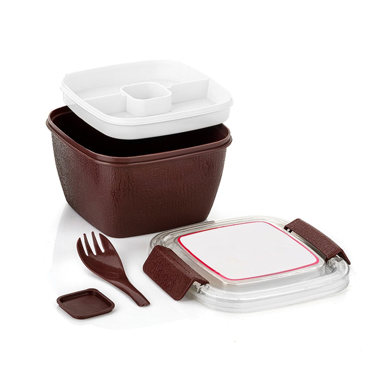 Unique Lunch Box Reusable Freezer Safe Food Containers with Spoon for Adults and Kids, BPA free Plastic Material