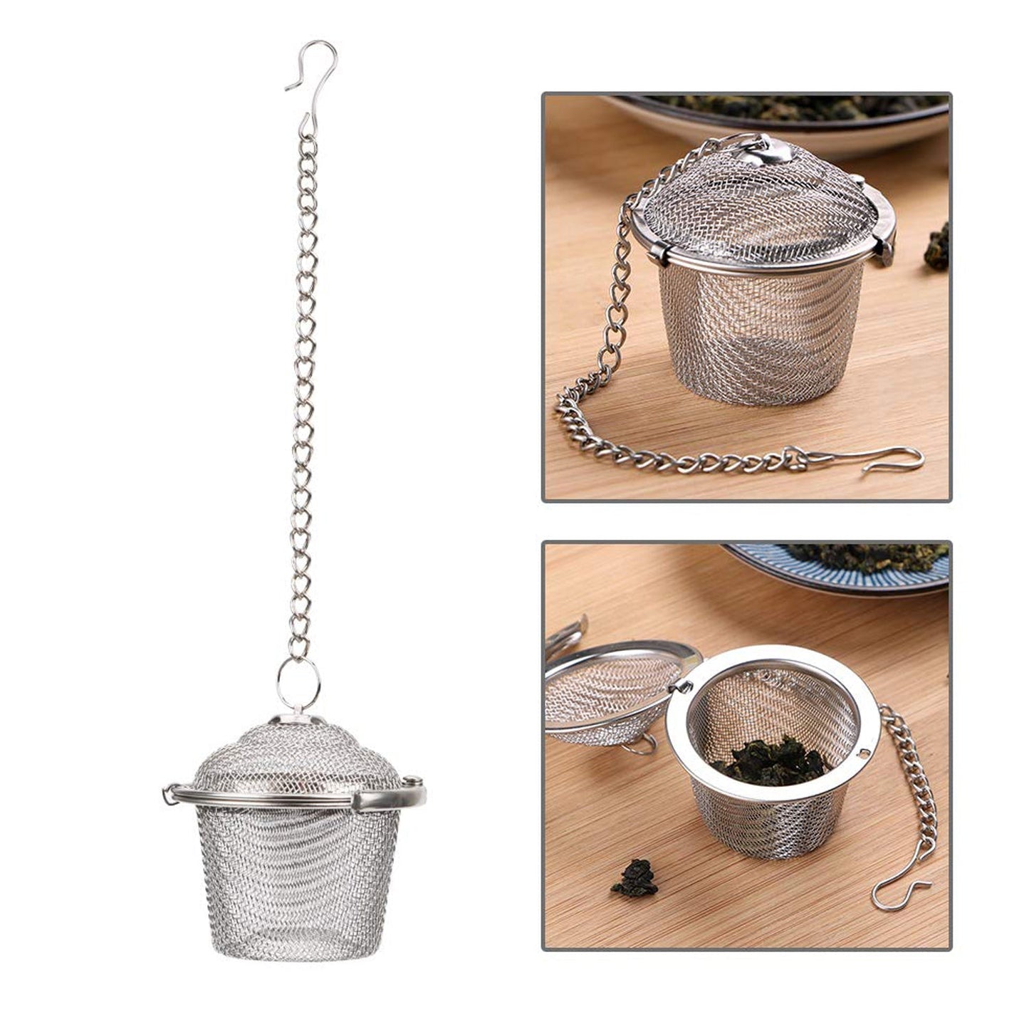 2861 Stainless Steel Spice Tea Filter Herbs Locking Infuser Mesh Ball 