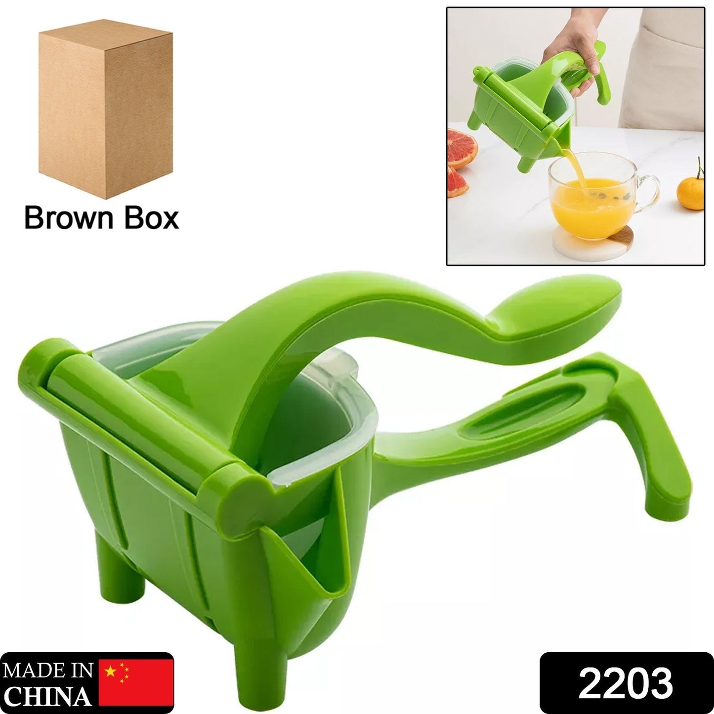 Manual Plastic Fruit Juicer, Hand Press Lemon Squeezer Hand Juicer Citrus Press Juicer Fruit Extractor Tool for Orange, Limes, Lemon ( Brown Box )