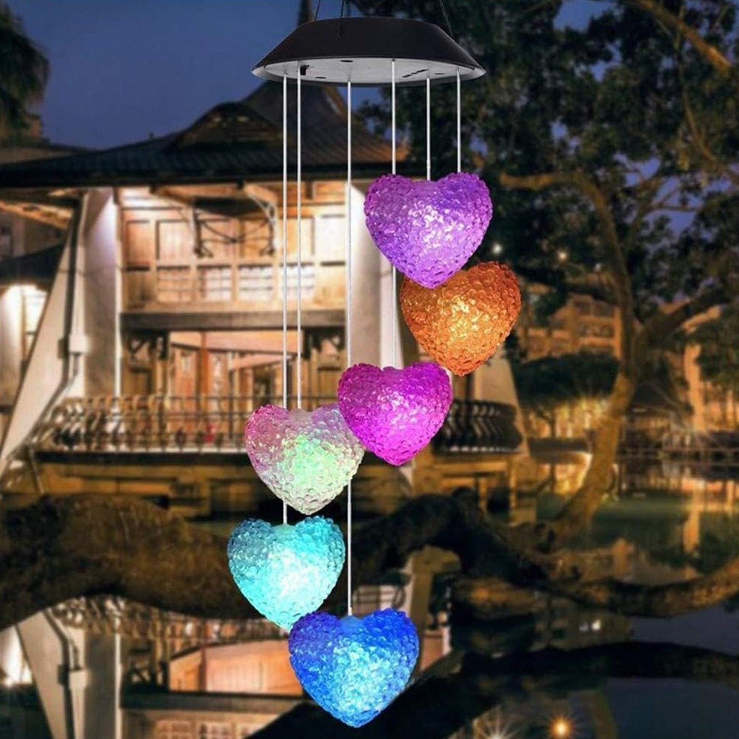 Solar Powered Wind Chimes with Lights: Outdoor Garden Decor (6 LED)