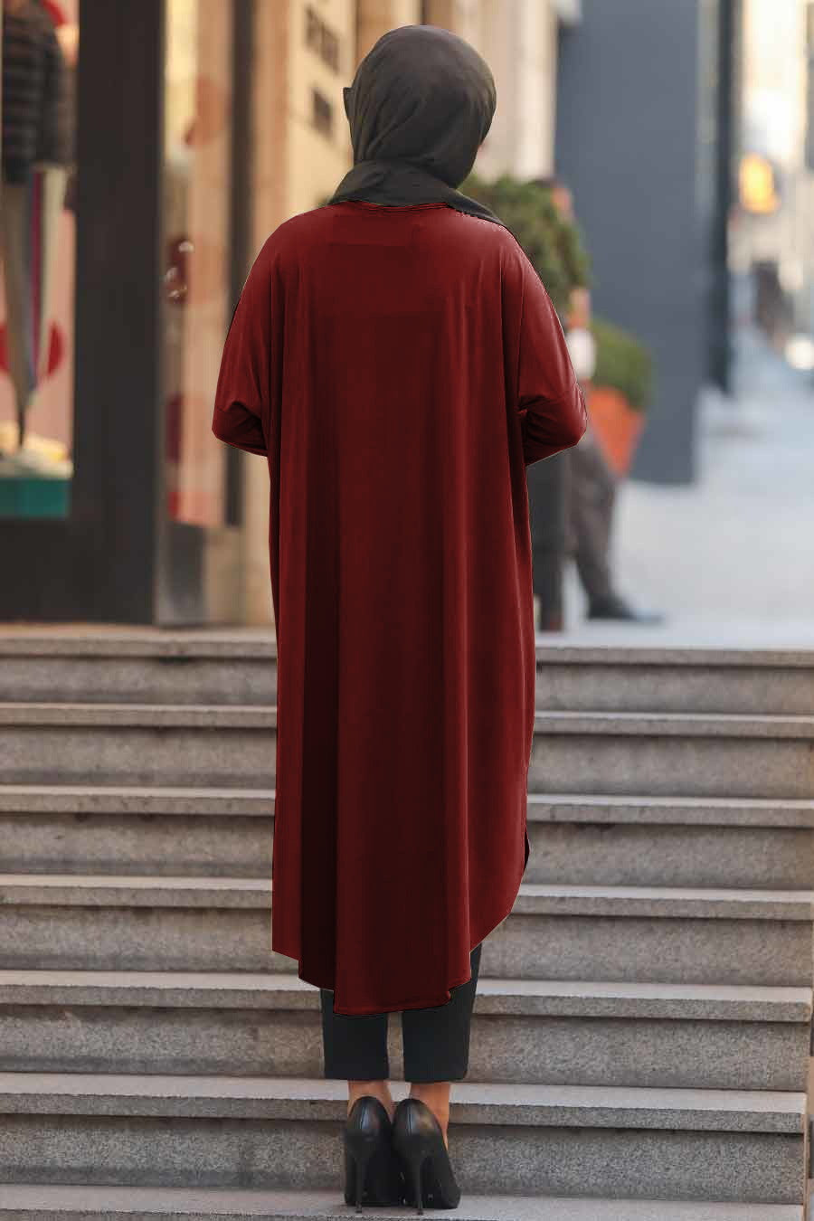 Maroon Pocket Style Full Sleeves Stylish Abaya