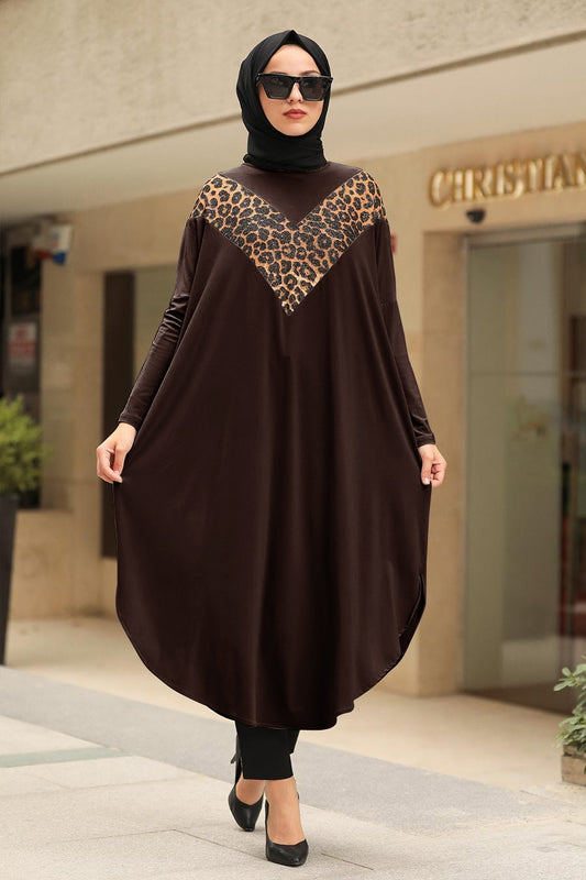 Brown leopard Print Designer Abaya