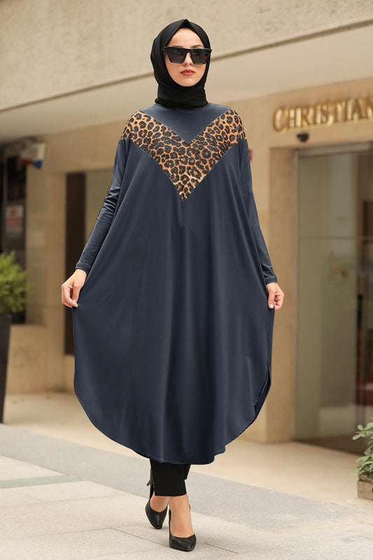 Grey leopard Print Designer Abaya