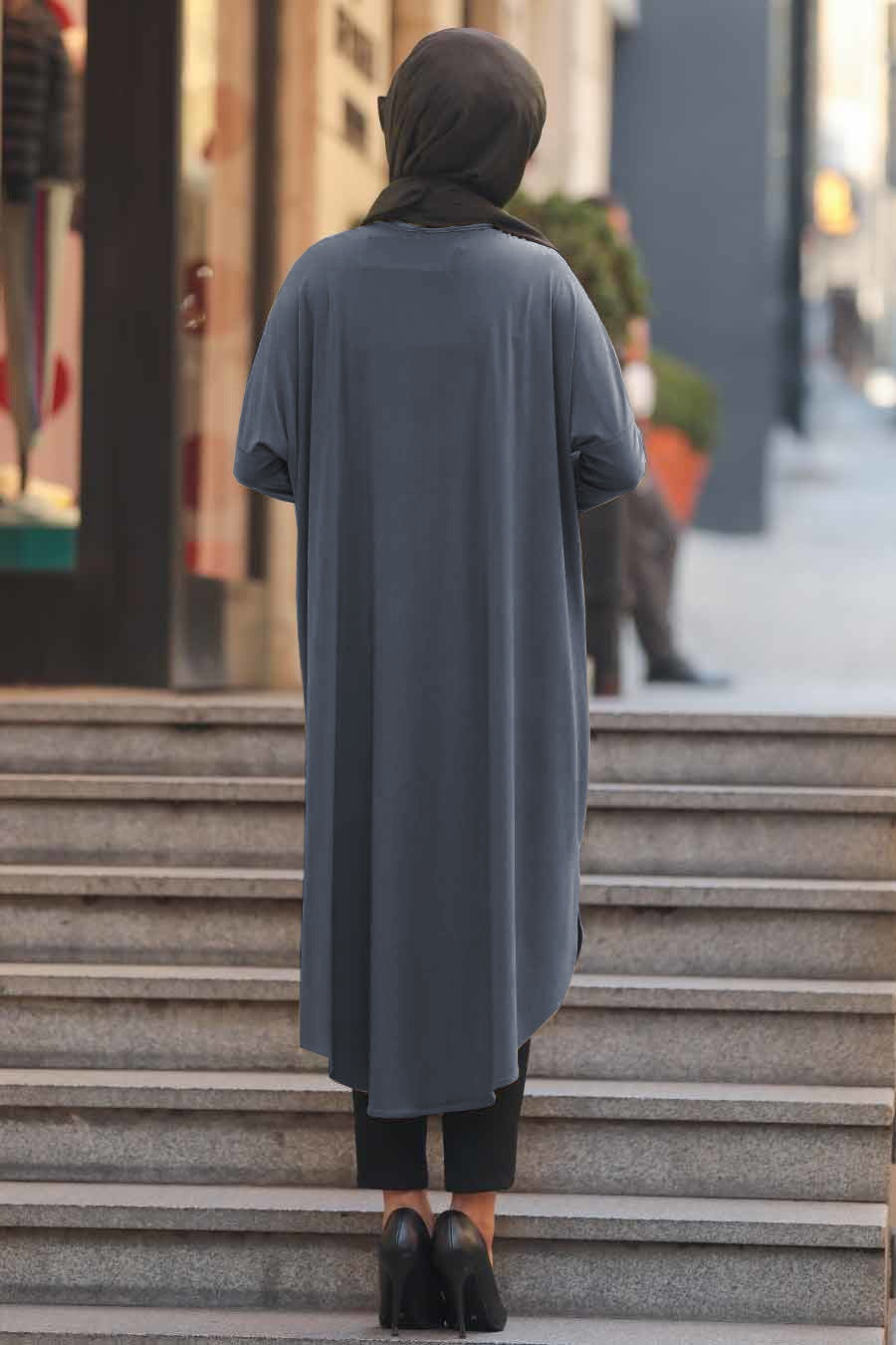 Grey Organic Jersey Stylish Abaya For Women