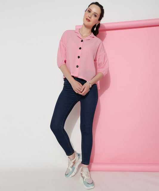 Cavern Pink Georgette Casual Women's Shirt