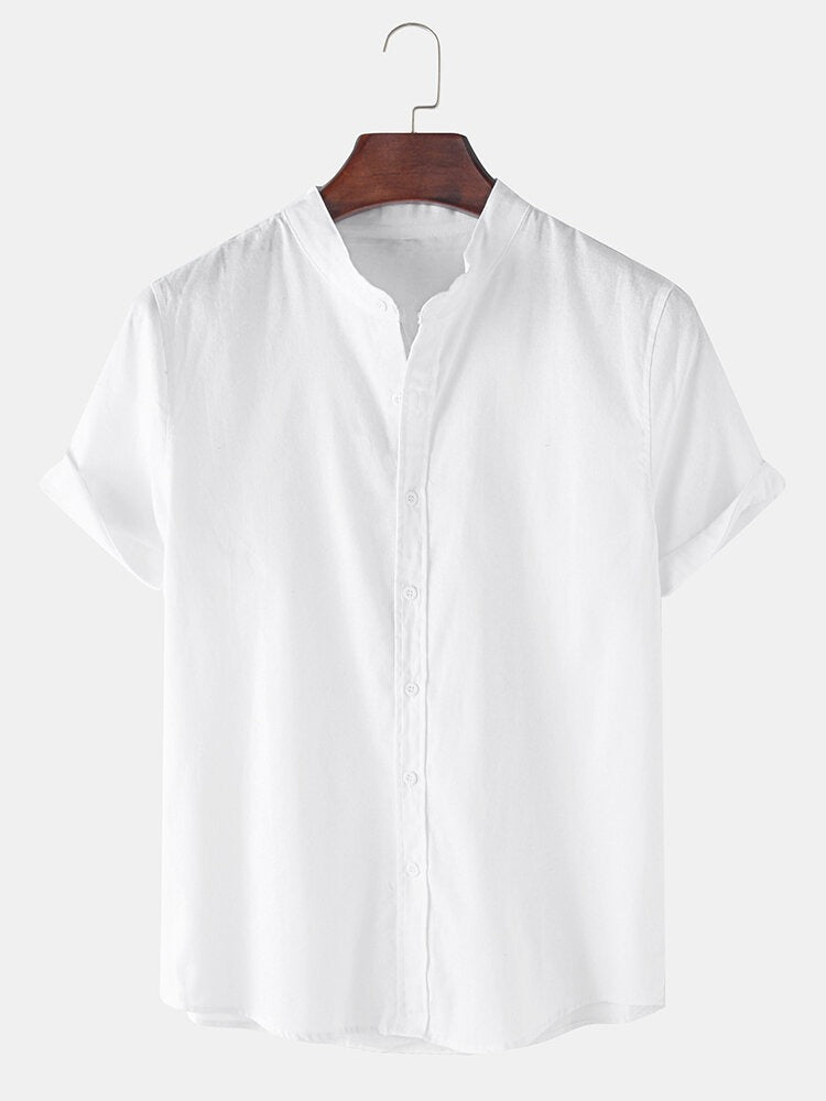 White Colour Men's Casual Wear Cotton Blend Plain Shirt