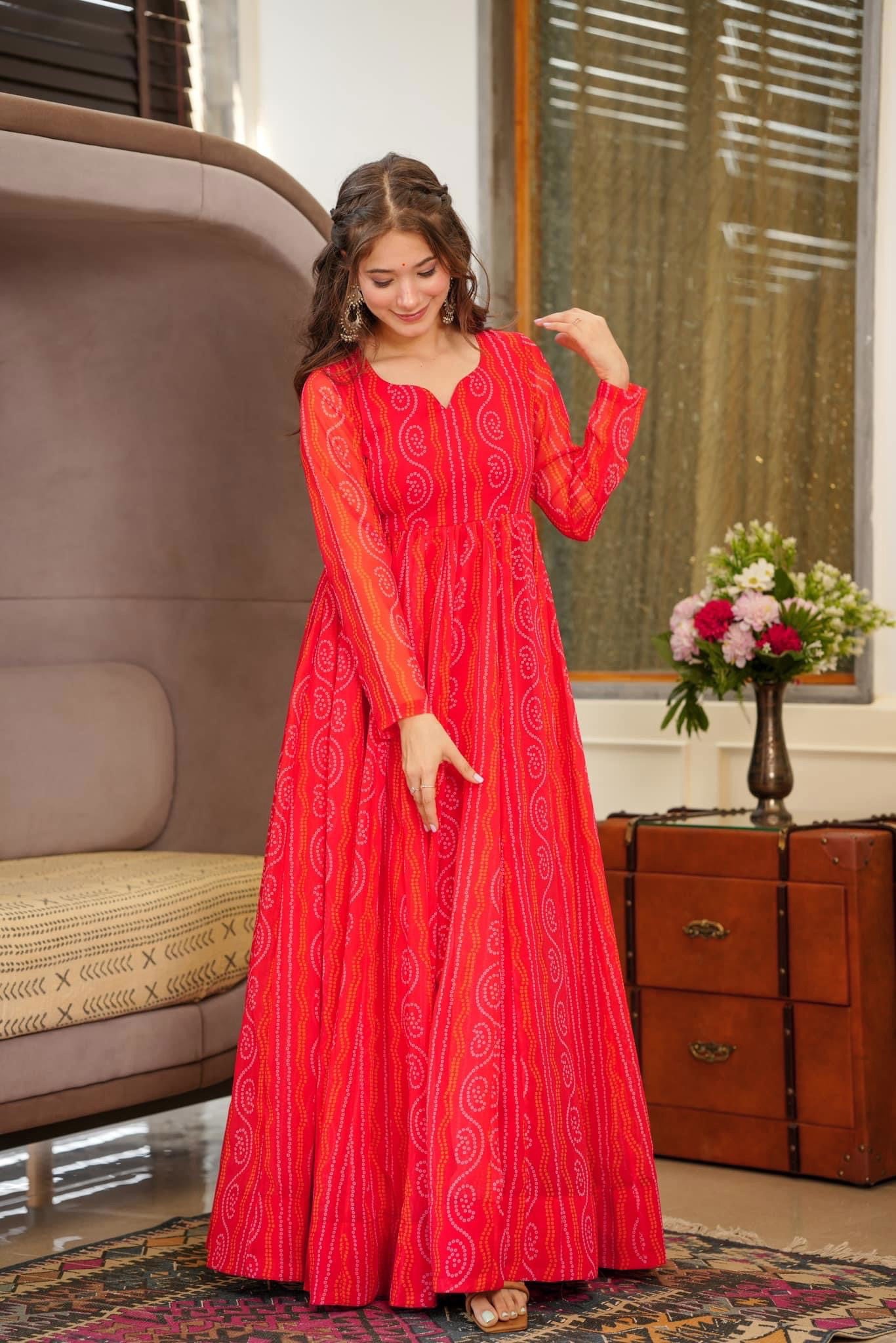 Red Color Beautiful and Stylish Full Flair Gown for Women