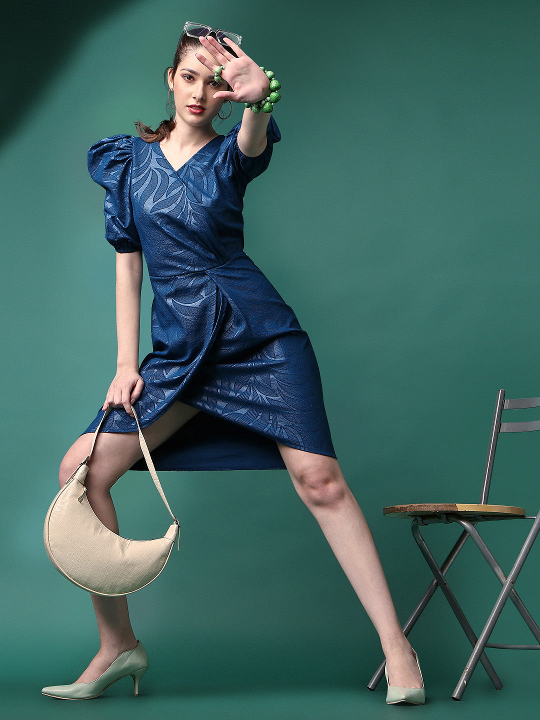 Cotton Lycra Embossed Print Western Dress