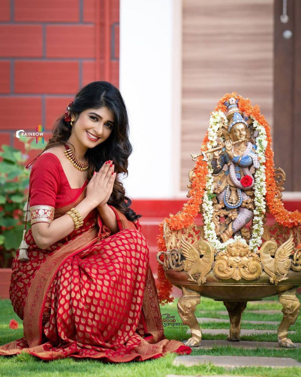 Beautiful Soft Lichi Silk Red saree