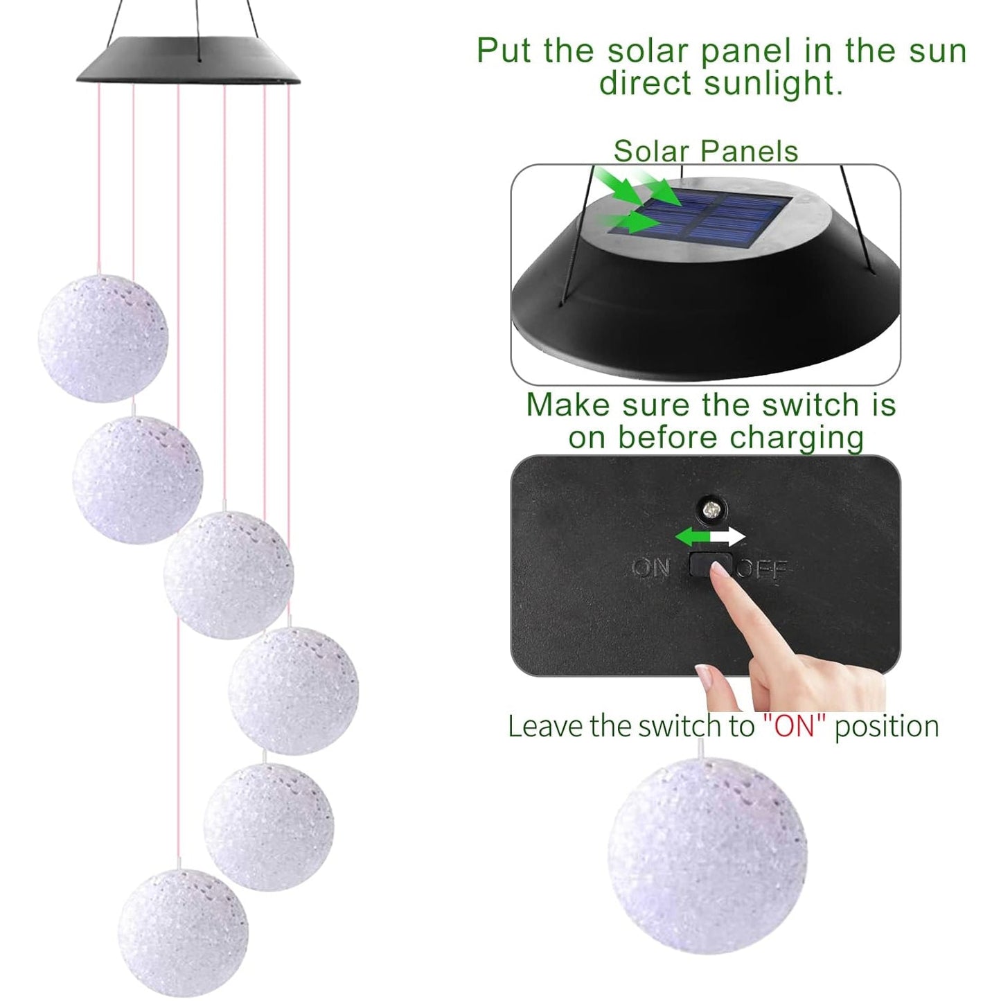 Solar Crystal Ball , Color Changing Solar Powered LED Hanging Light Mobile for Patio Yard Garden Home Outdoor Night Decor, Gifts