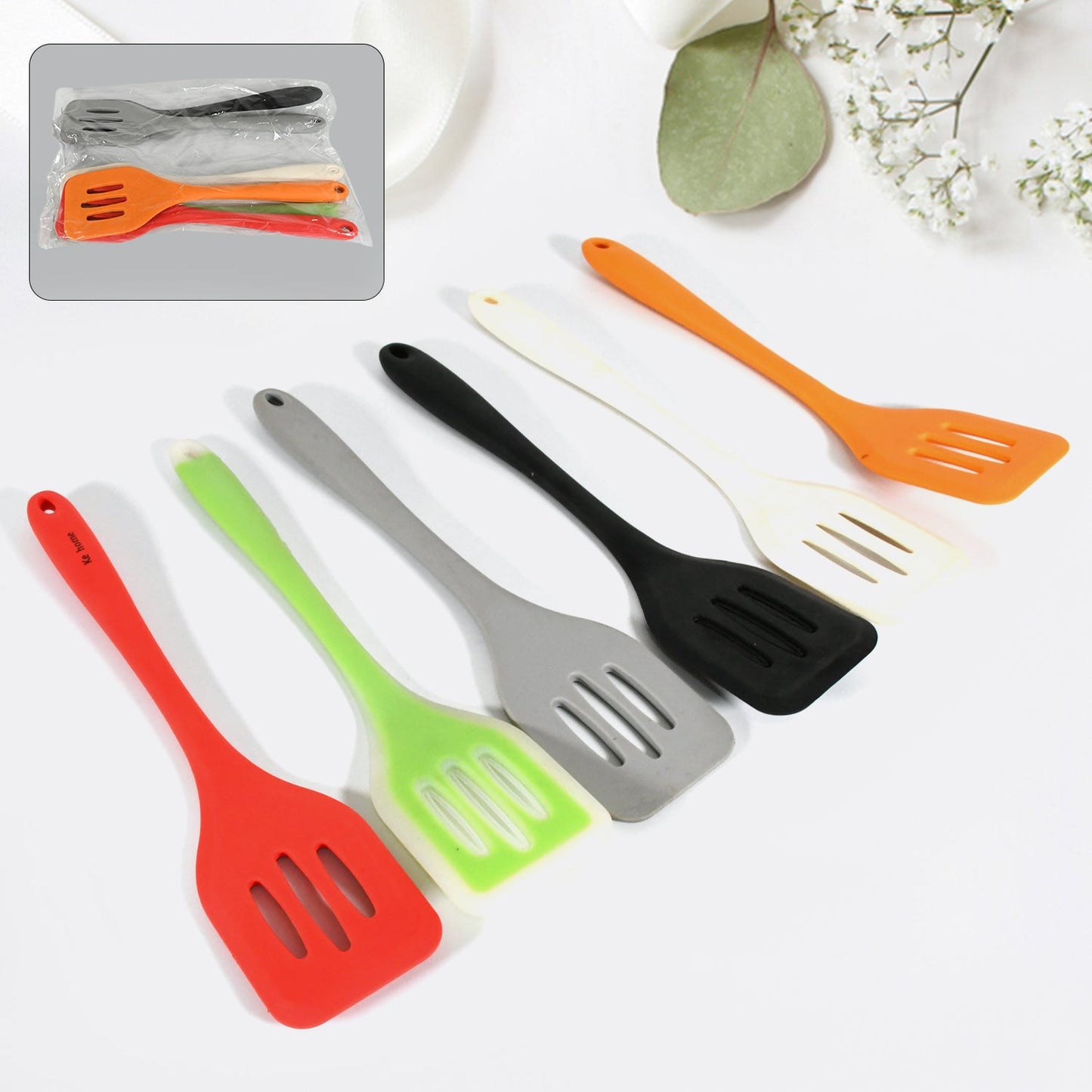 Multipurpose Silicone Spoon, Silicone Basting Spoon Non-Stick Kitchen Utensils Household Gadgets Heat-Resistant Non Stick Spoons Kitchen Cookware Items For Cooking and Baking (6 Pcs Set)