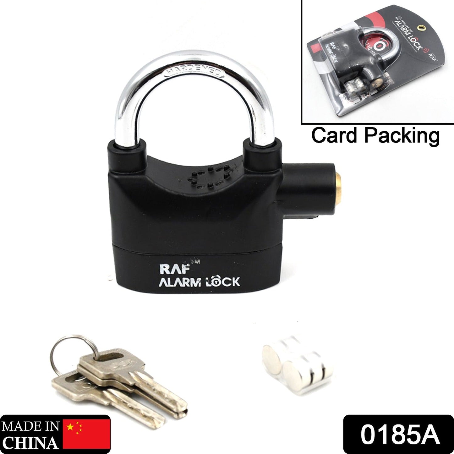 0185a Security Alarm Lock System | Waterproof Black Anti - theft Siren 110dba alarm anti Padlock FoR Bike | Door Window | Battery padlock - Jaatara0185a Security Alarm Lock System | Waterproof Black Anti - theft Siren 110dba alarm anti Padlock FoR Bike | Door Window | Battery padlockJaataraJaataraJaatara