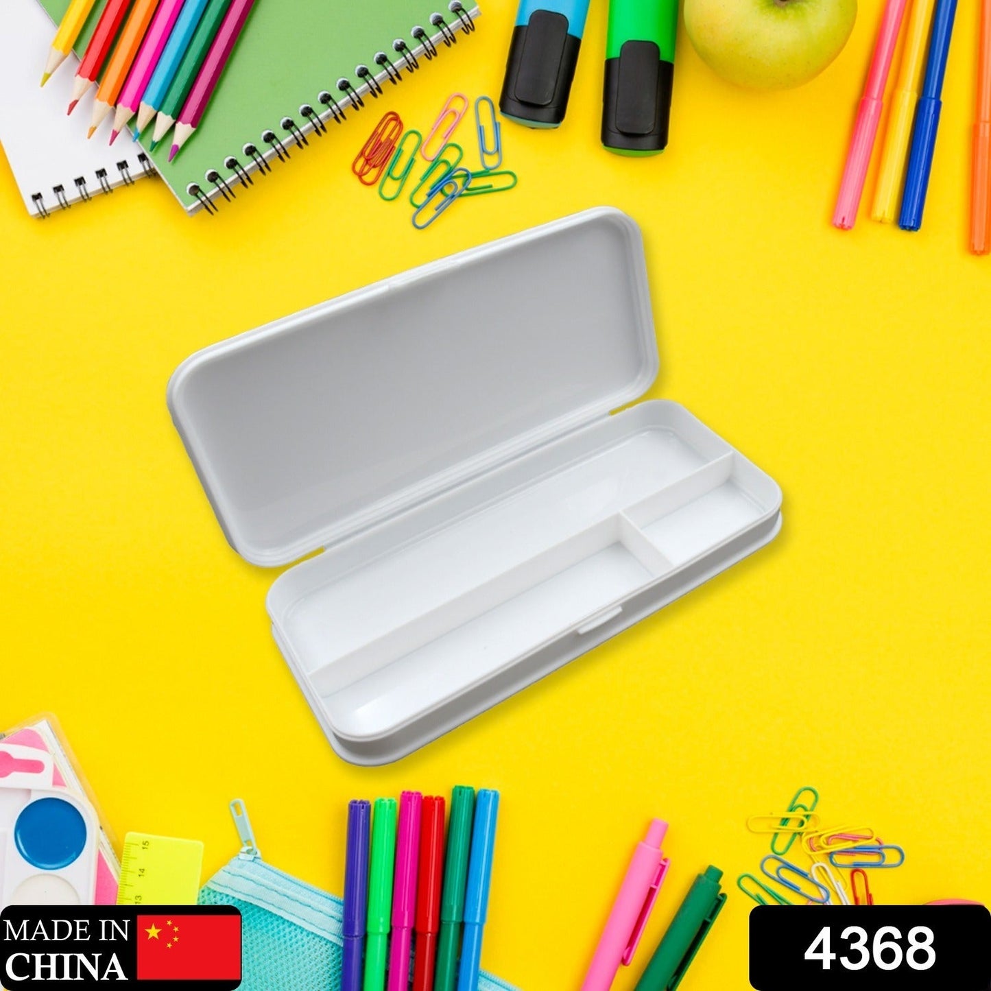 Multipurpose White Compass Pencil Box | 3-Compartment School Case | Ideal Birthday Gift for Kids