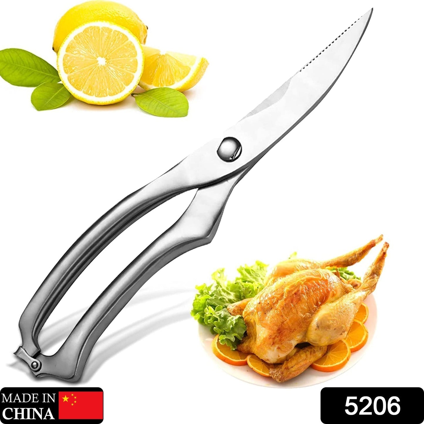 Heavy Duty Stainless Steel Poultry Shears, Premium Ultra Sharp Spring-Loaded Kitchen