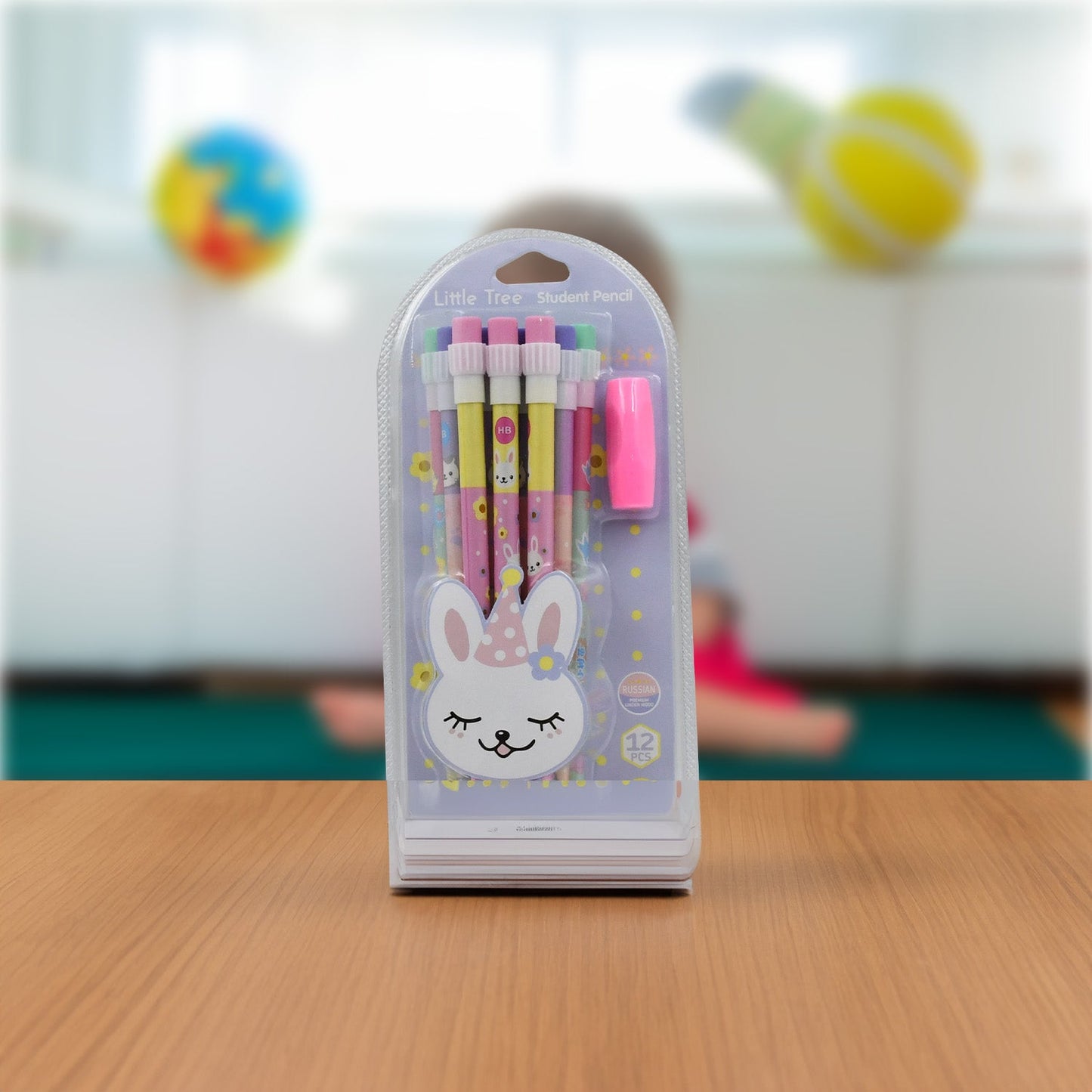 Cute Rabbit Bear Drawing Graphite Writing Pencil Set with Pencil Sharpener & Eraser, Pencil and Eraser Set with Eraser for Kids, for Girls, Fancy School Stationary, Birthday Party Return Gift (14 Pc Set)