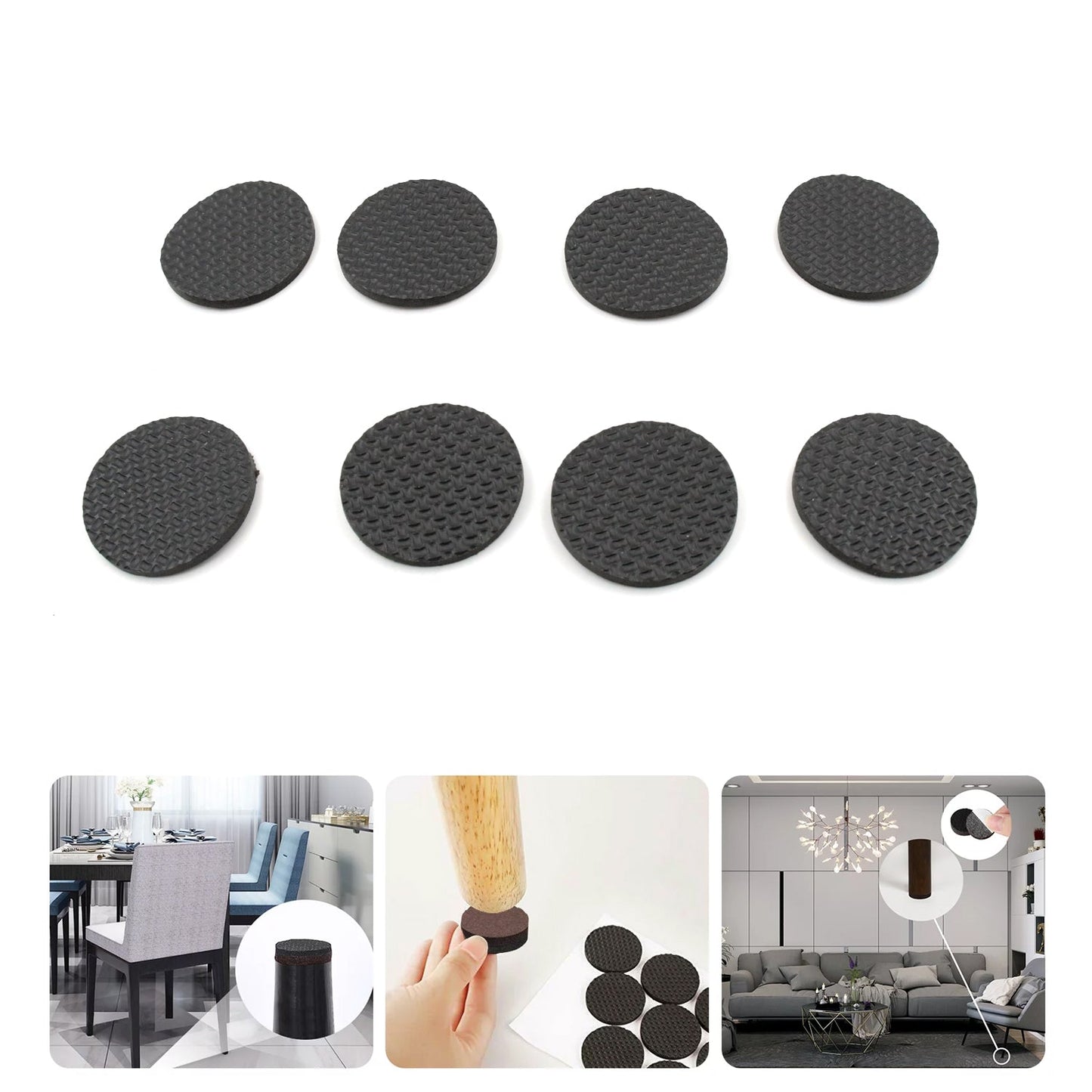 Square, Round Felt Pads Non Skid Floor Protector Furniture Sofa Furniture Chair Balance Pad Noise Insulation Pad  (Not adhesive / 8 Pcs Set)