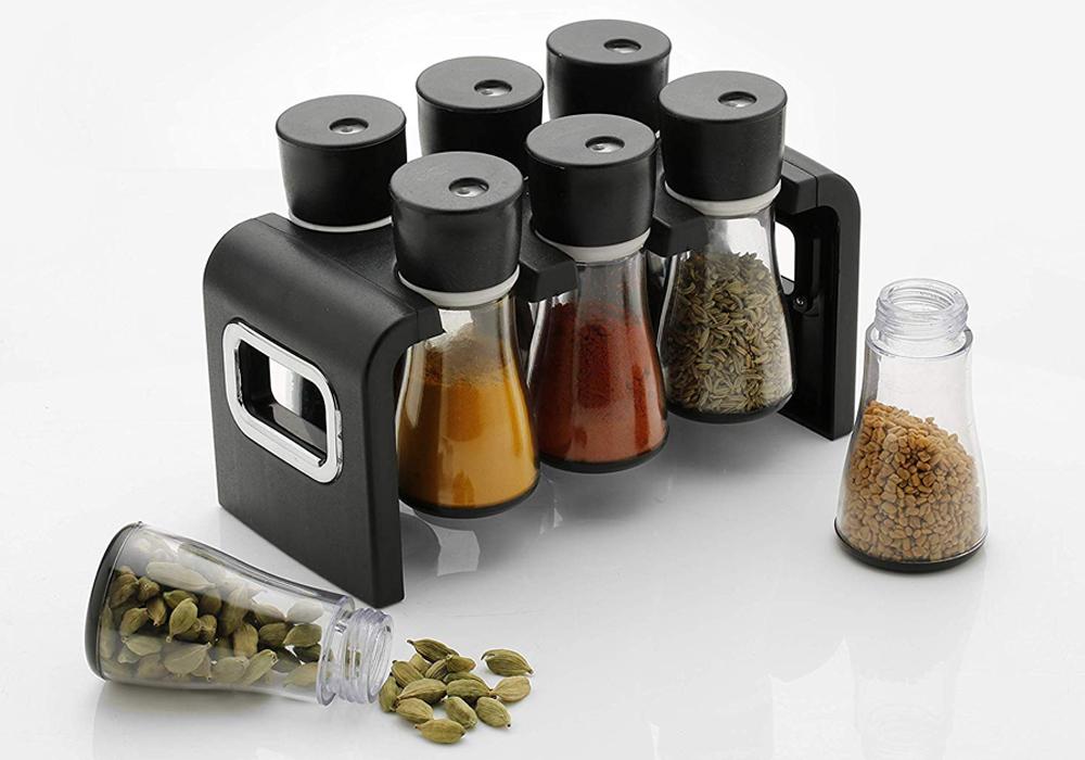 100 Revolving Plastic Spice Rack Masala Organiser (6 Pcs) 