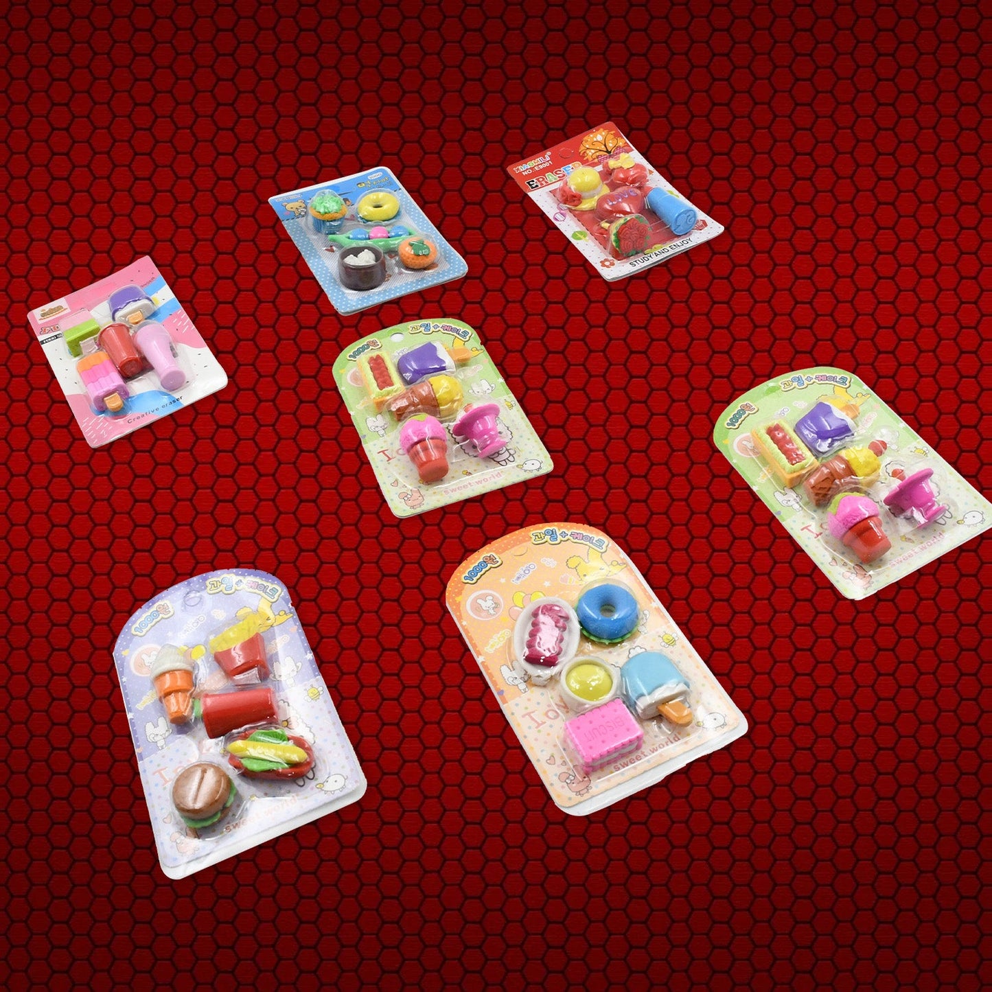 Mix Design 1Set Fancy & Stylish Colorful Erasers for Children Different Designs & Mix, Eraser Set for Return Gift, Birthday Party, School Prize (1Set)