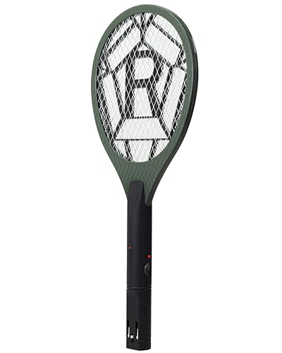 Weird Wolf Heavy Duty Mosquito Racket Bat | Rechargeable Electric Fly Swatter | Mosquito Killer Racquet with 2 Pin Plug and 3 Months Warranty (Dark Green)